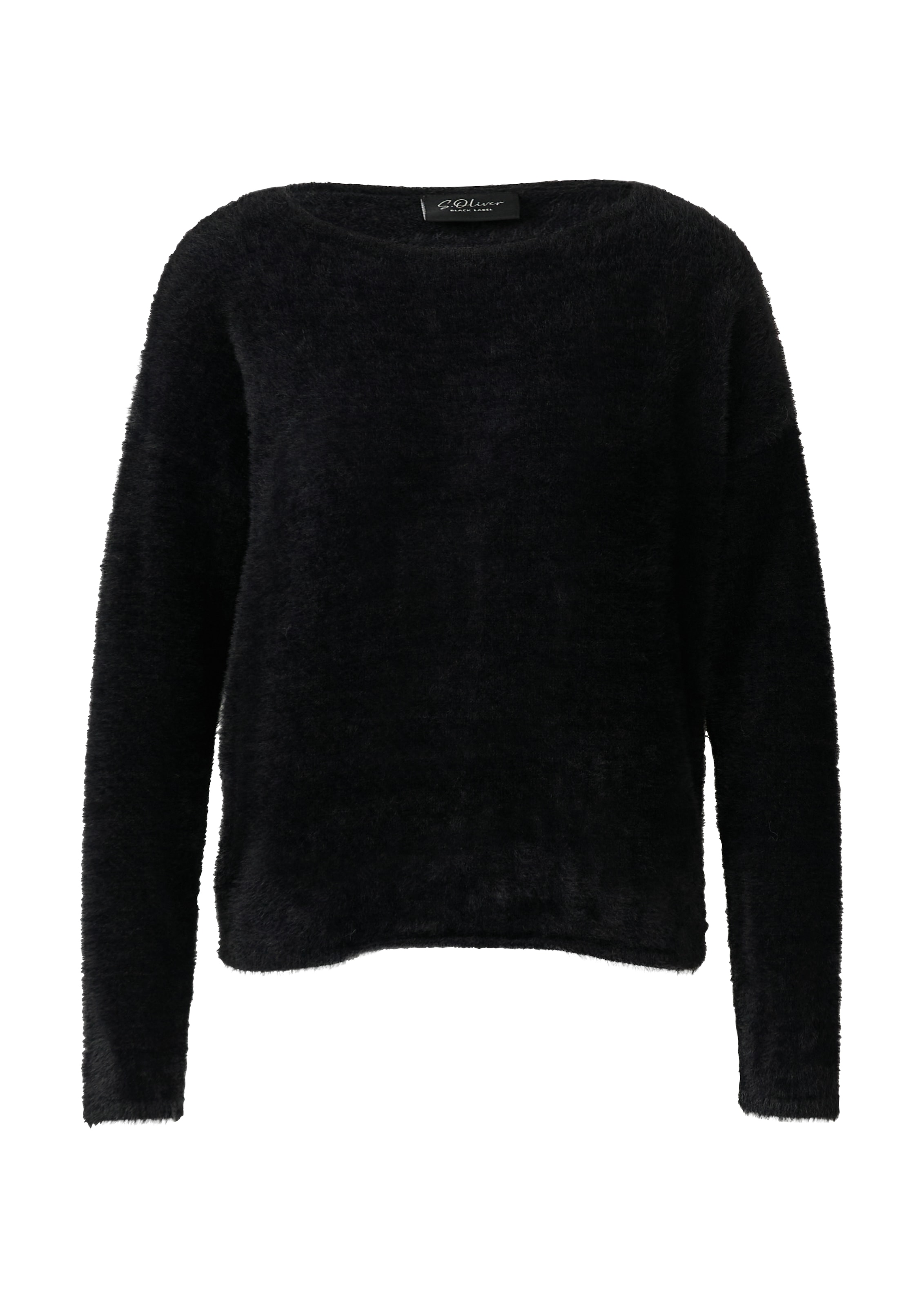 s.Oliver BLACK LABEL Strickpullover, flauschig, mit U-Boot-Ausschnitt