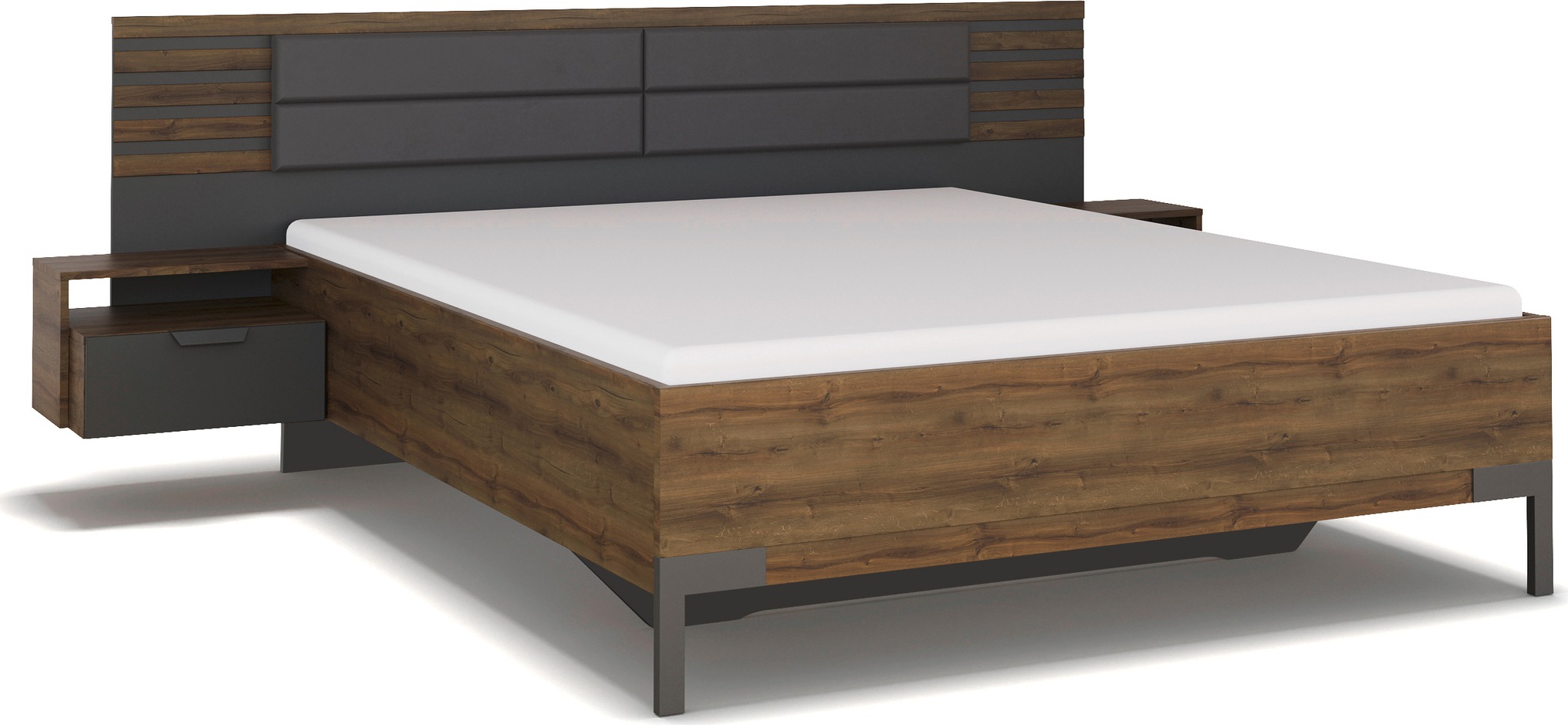 rauch Bettanlage »Bett Doppelbett Futonbett BAREA«, mit Hängenachttischen und Kopfteil mit Polsterauflage