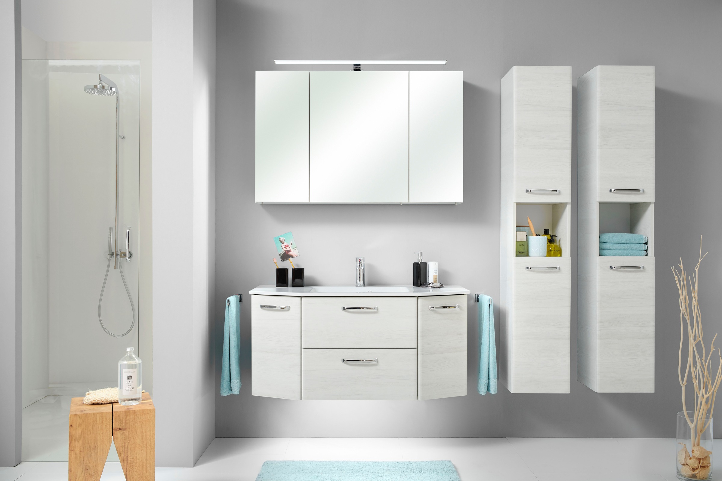 Saphir Badmöbel-Set »Quickset 936 4-teilig, Glaswaschtisch und LED-Spiegels günstig online kaufen