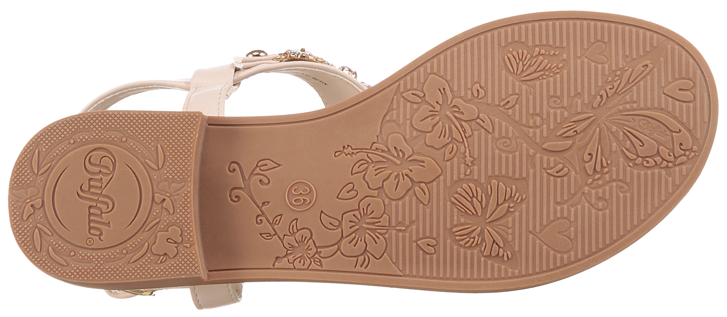 Buffalo Zehentrenner »KIRA ICE«, Riemchensandale, Sommerschuh, Urlaubsandale, Memory Foam Innensohle