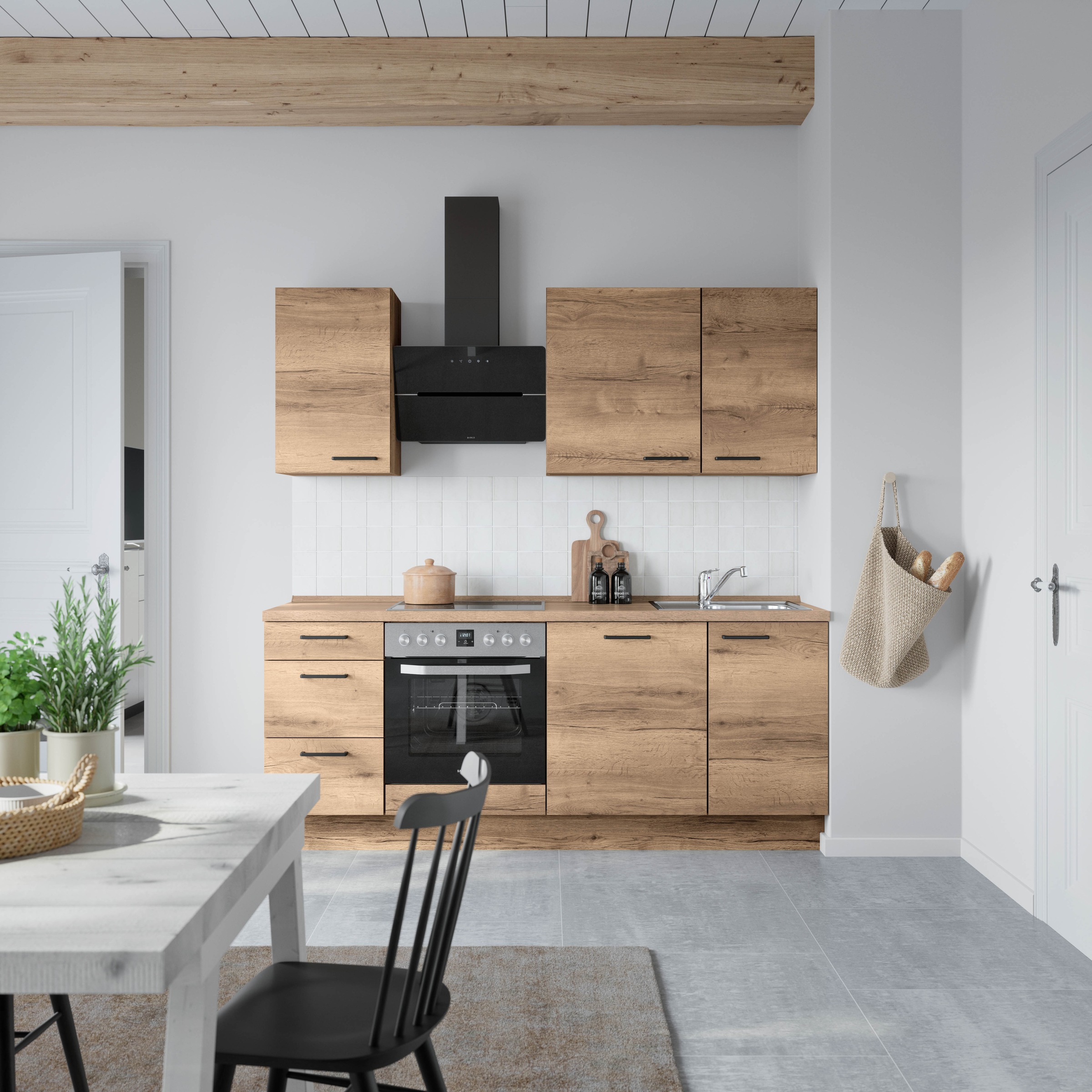 nobilia® Küchenzeile »"Structura II"«, vormontiert, Ausrichtung wählbar, Breite 210 cm, wahlw. mit E-Geräten