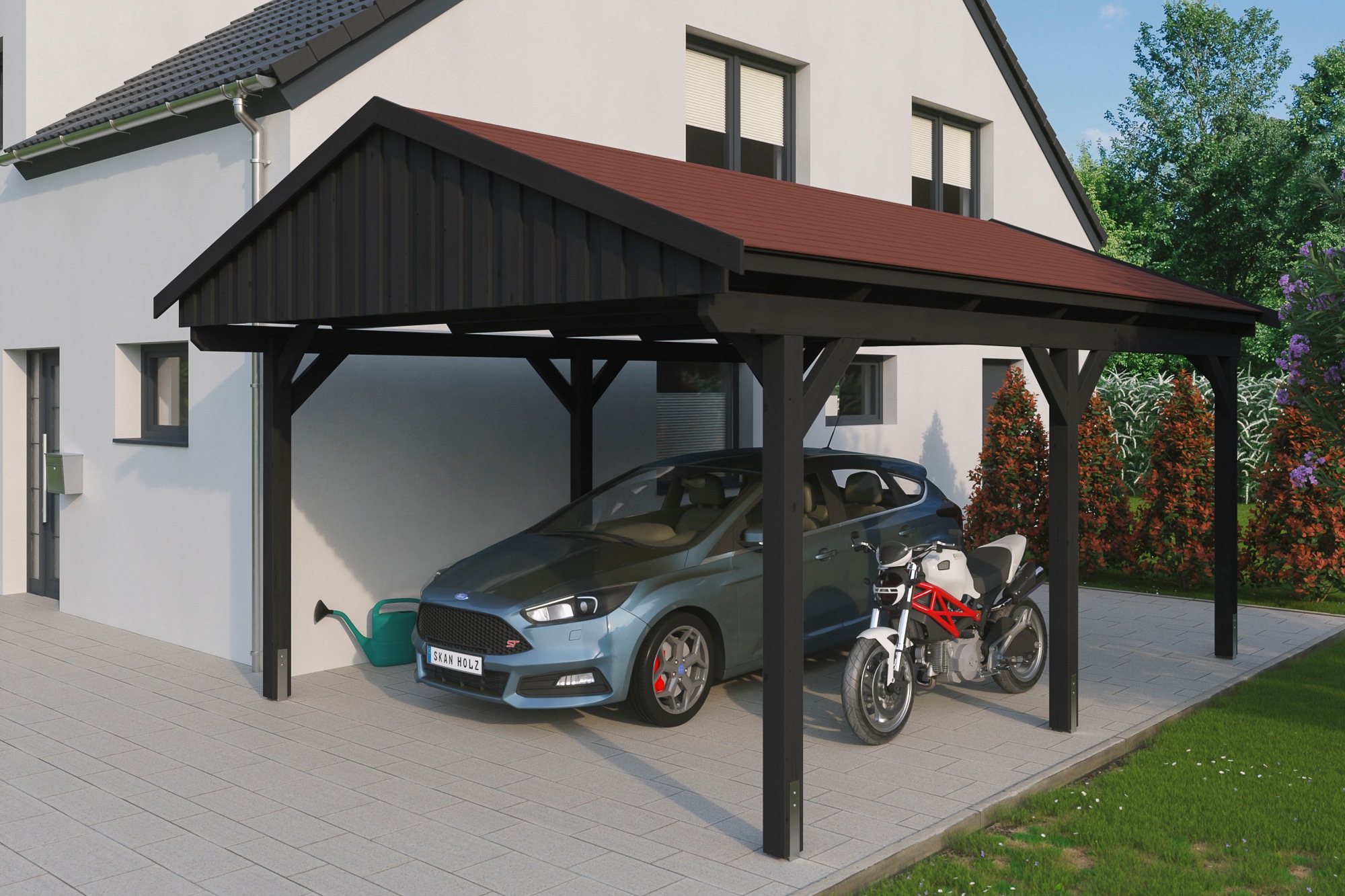 Skanholz Einzelcarport »Fichtelberg« Leimholz 379 cm Anthrazit günstig online kaufen