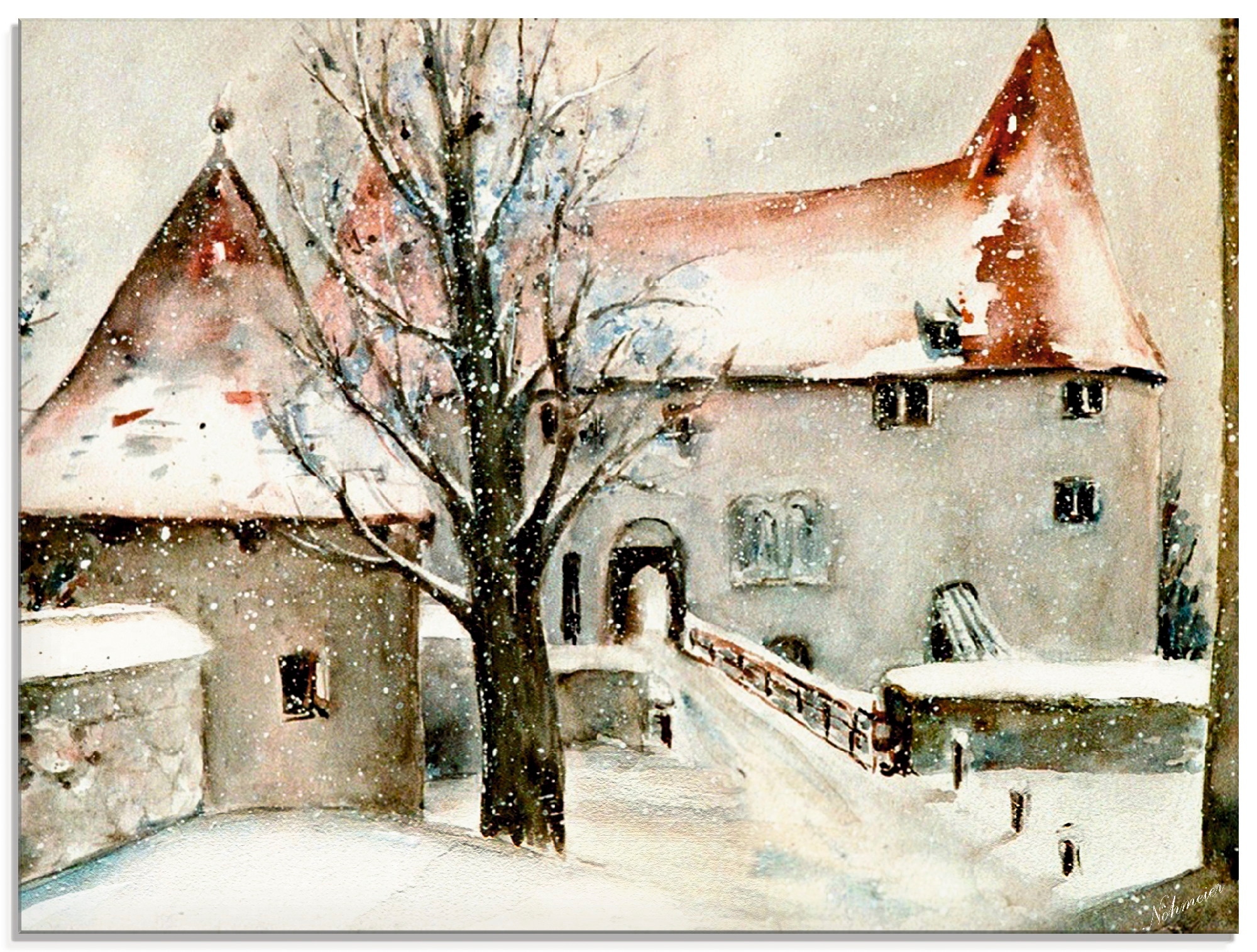 Artland Glasbild »Winter auf der Burg«, Gebäude, (1 St.), in verschiedenen Größen