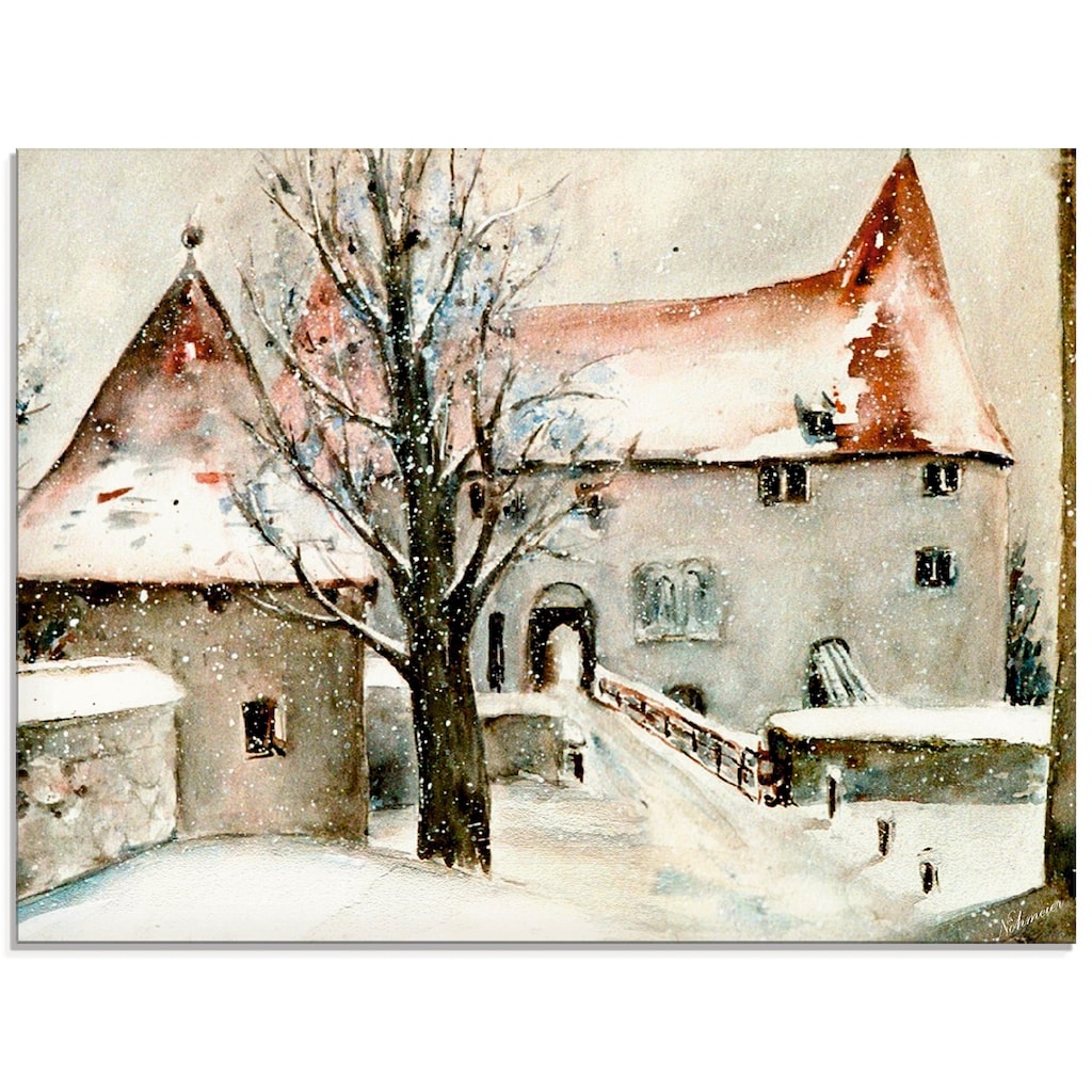 Artland Glasbild »Winter auf der Burg«, Gebäude, (1 St.), in verschiedenen Größen