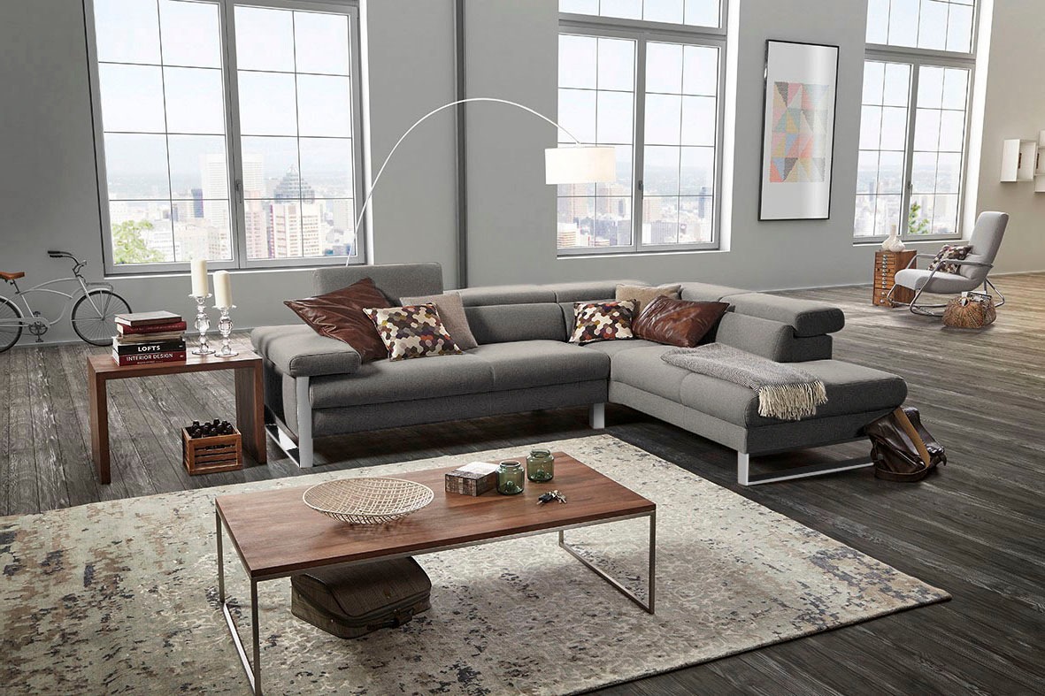 W.SCHILLIG Ecksofa »finn, toller Sitzkomfort, L-Form, hochwertige Verarbeitungsdetails«, German Design Award 2016, Fußgestell Chrom glänzend, Breite 281 cm