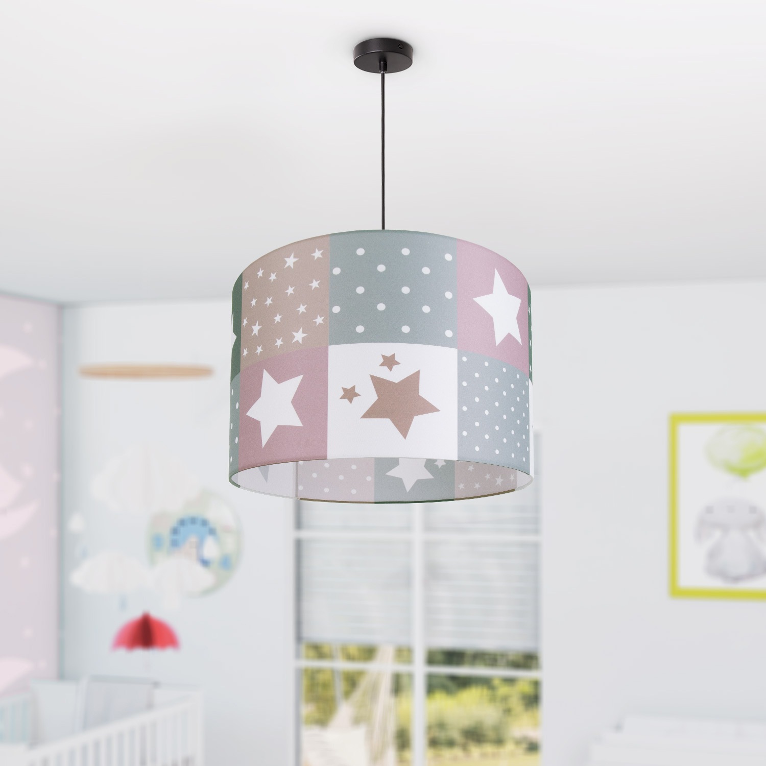 Paco Home Pendelleuchte »Cosmo 345«, 1 flammig, Leuchtmittel E27 | ohne Leuchtmittel, Kinderlampe Deckenlampe LED Kinderzimmer Lampe Sternen Motiv E27