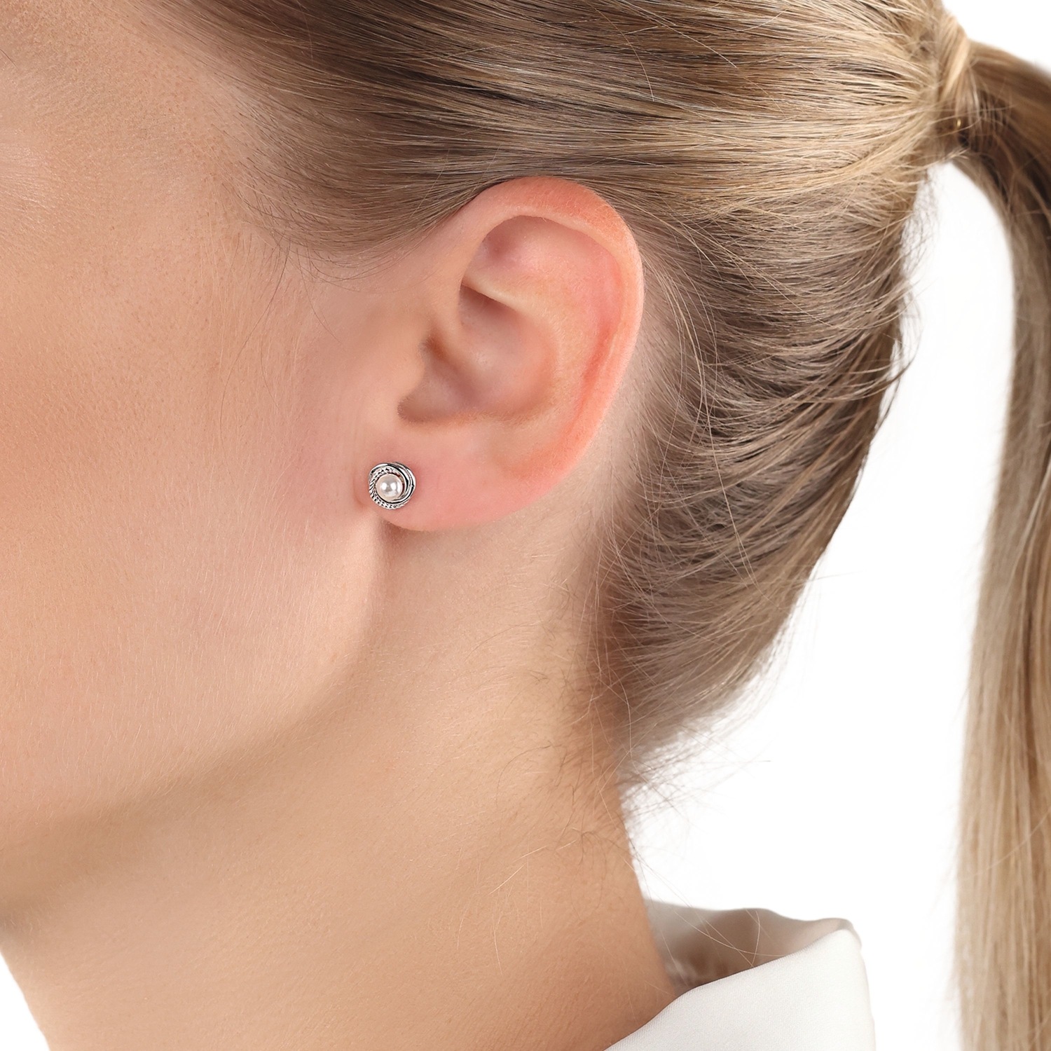 Amor Paar Ohrstecker »Knoten-Optik« mit Muschelkernperle