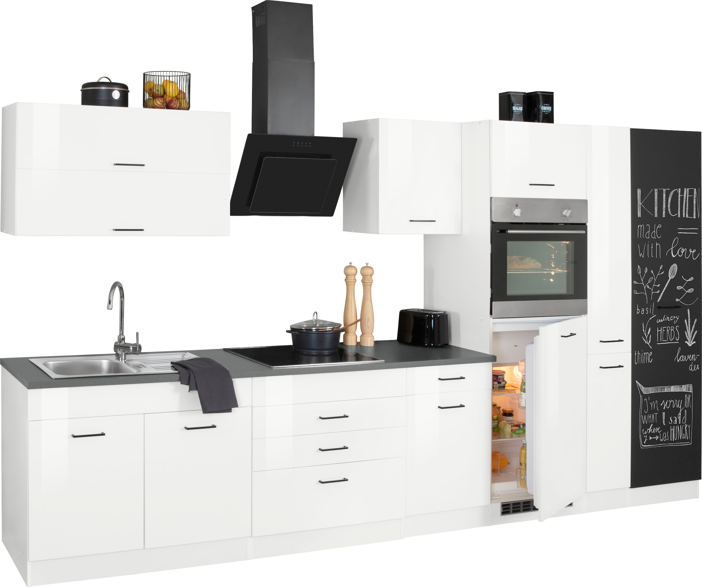 KOCHSTATION Küchenzeile »KS-Trier«, mit E-Geräten, Breite 370 cm