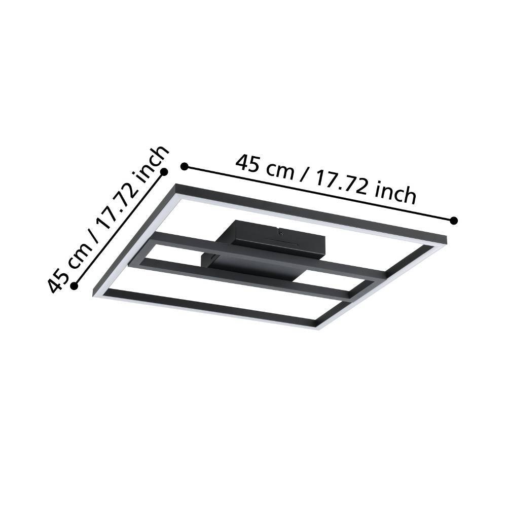 EGLO Deckenleuchte »CALAGRANO-Z Deckenlampe schwarz weiß, ZigBee 3.0, Backlight, Timer«, 1 flammig, Leuchtmittel LED-Modul | LED fest integriert, App / Sprachsteuerung Alexa, ‎‎45x45cm, exkl. Fernbedienung