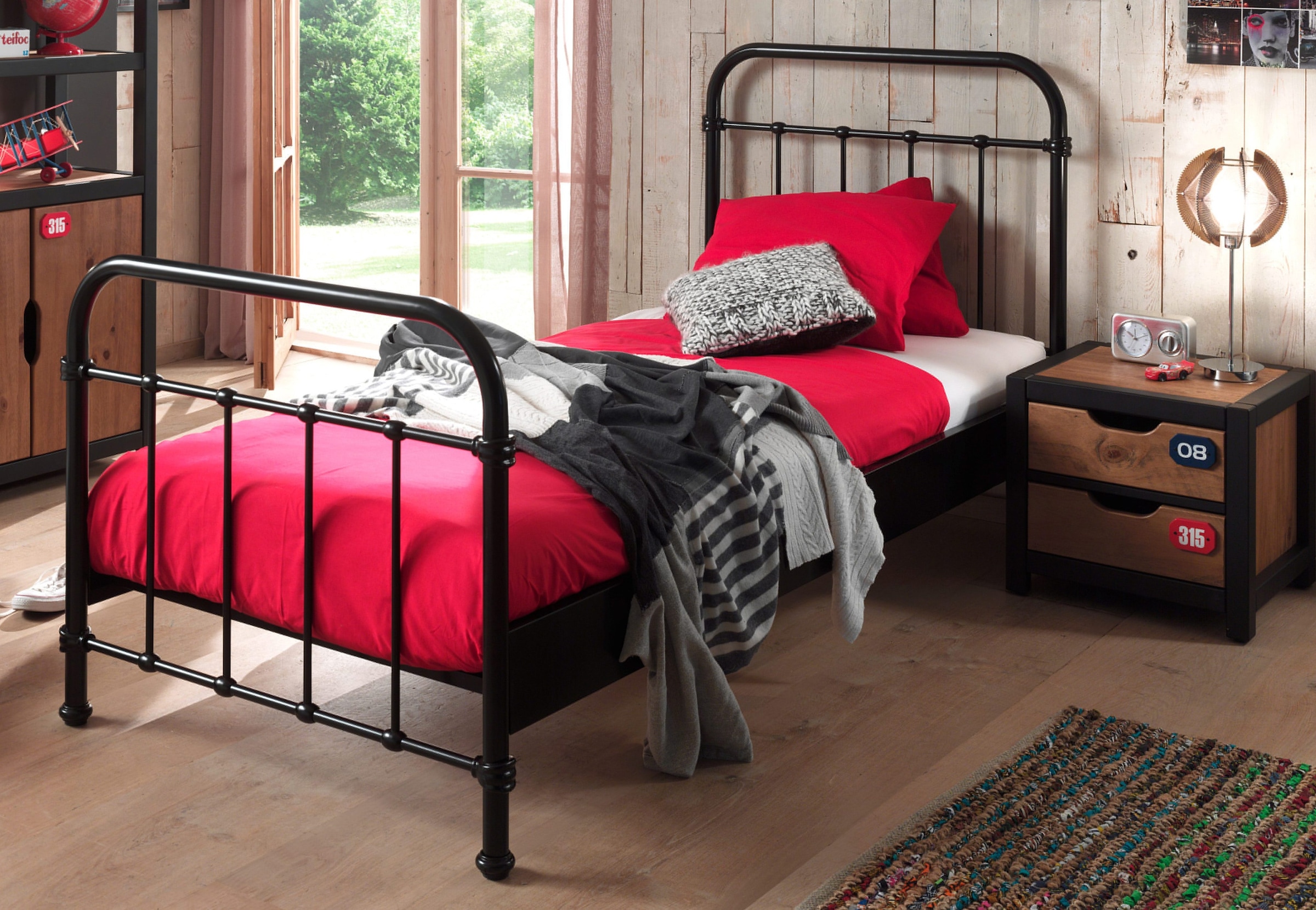 Vipack Einzelbett »New York, Bettgestell Metall, Pulverbeschichtet, In Zeitlosem Design« H/T Ca. 100x210cm, Inkl. Lattenrost, Sehr Stabil Gebaut,