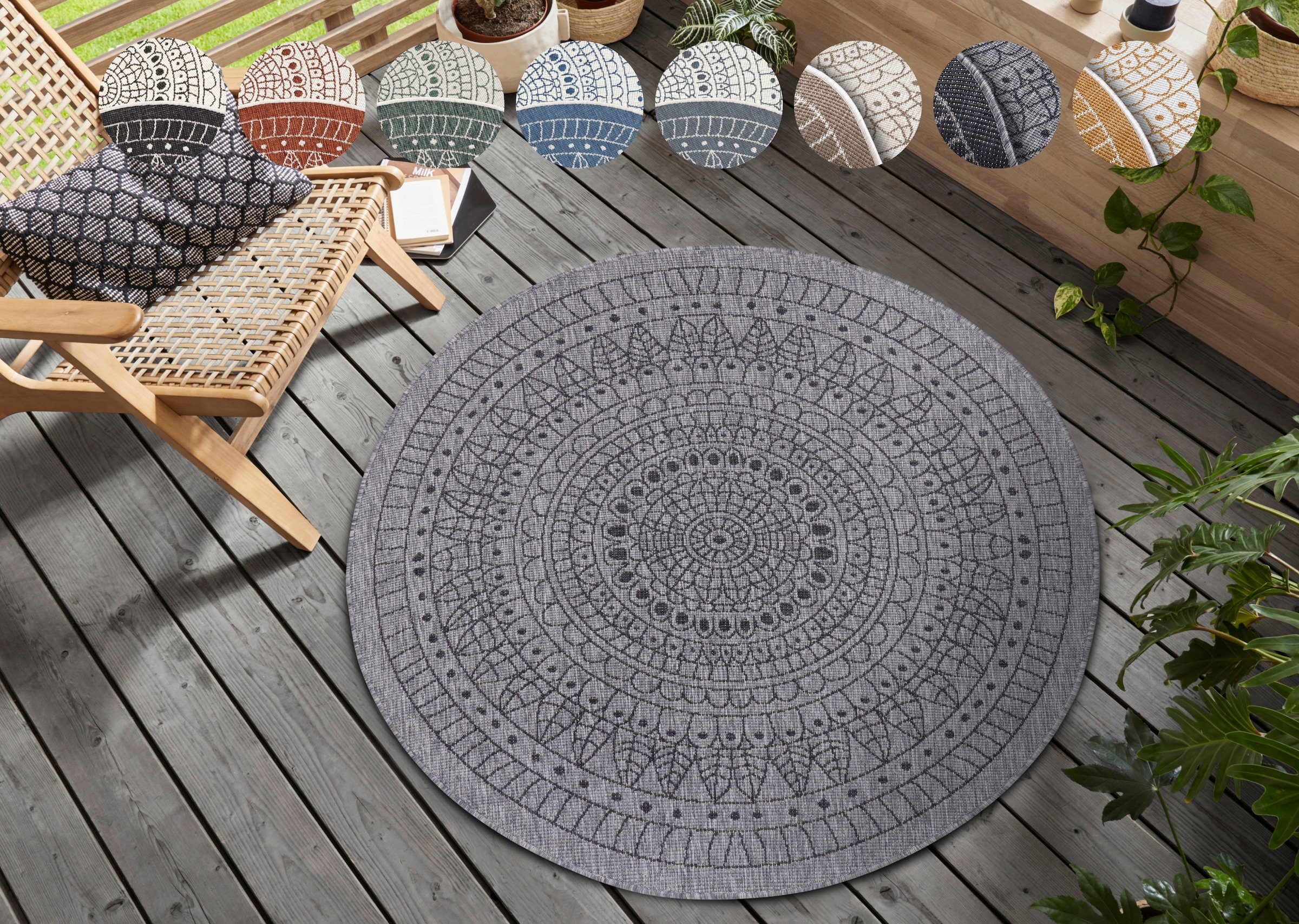 HANSE Home Teppich »Porto Wendeteppich«, rund, 5 mm Höhe, In-& Outdoor, Wet günstig online kaufen
