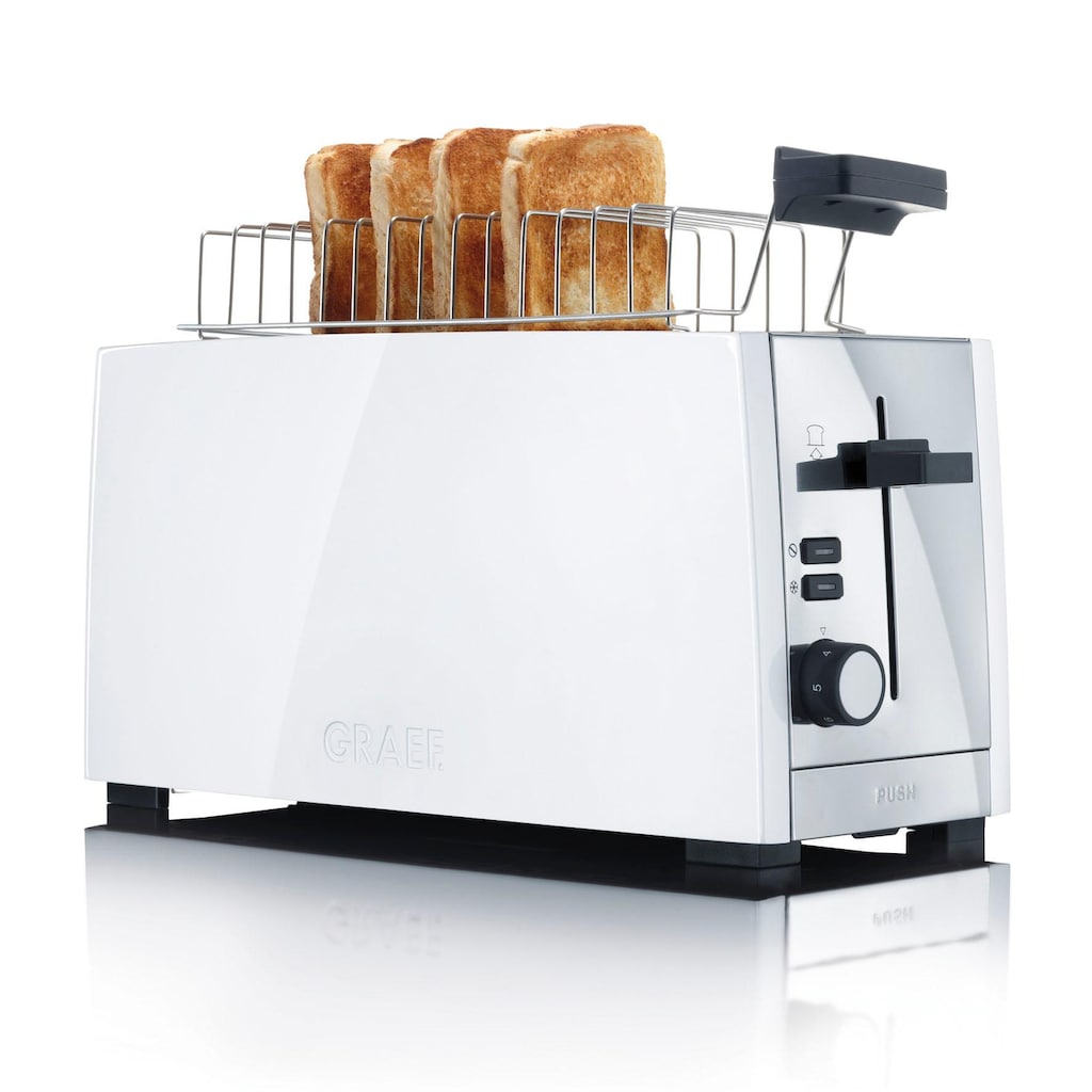 Graef Toaster »TO 101, weiß-matt«, 2 lange Schlitze, für 4 Scheiben, 1380 W