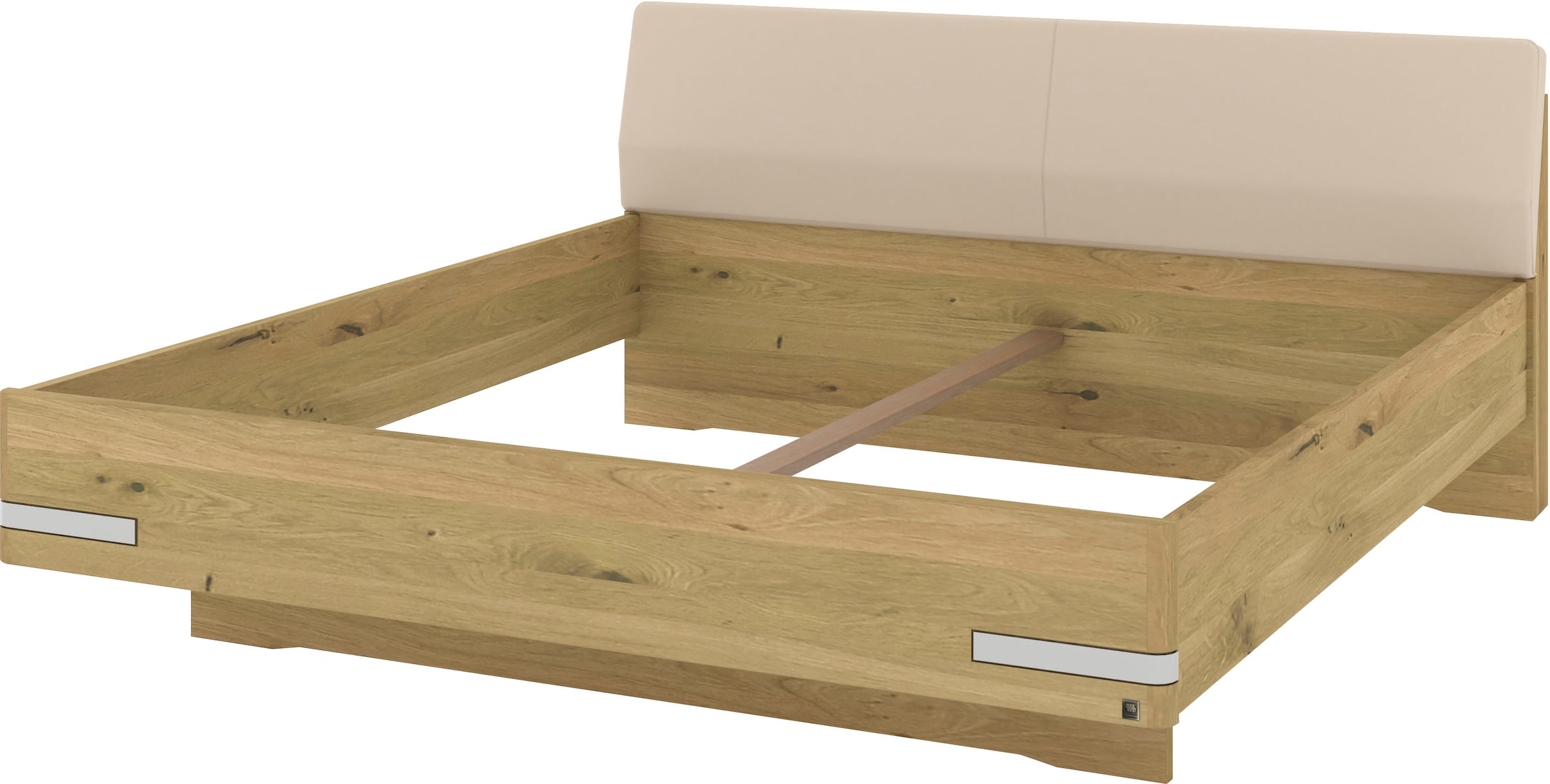 Musterring Holzbett »Savona«, (Belastbarkeit 220 Kg, 4-fache Liegehöhenverstellung, MADE IN GERMANY), Kopfteil Kunstleder Champagner, Details in Chrom, verschiedene Größen