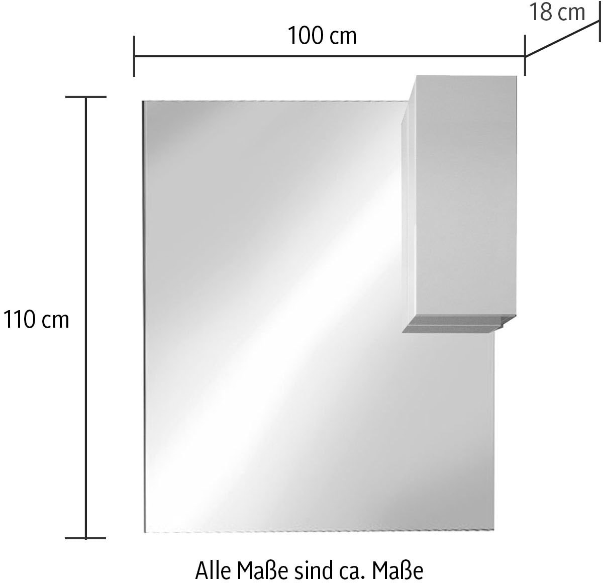 welltime Spiegelschrank »Vittoria« Badspiegelschrank mit 1 Tür, inkl. Beleuchtung LED, Breite 100