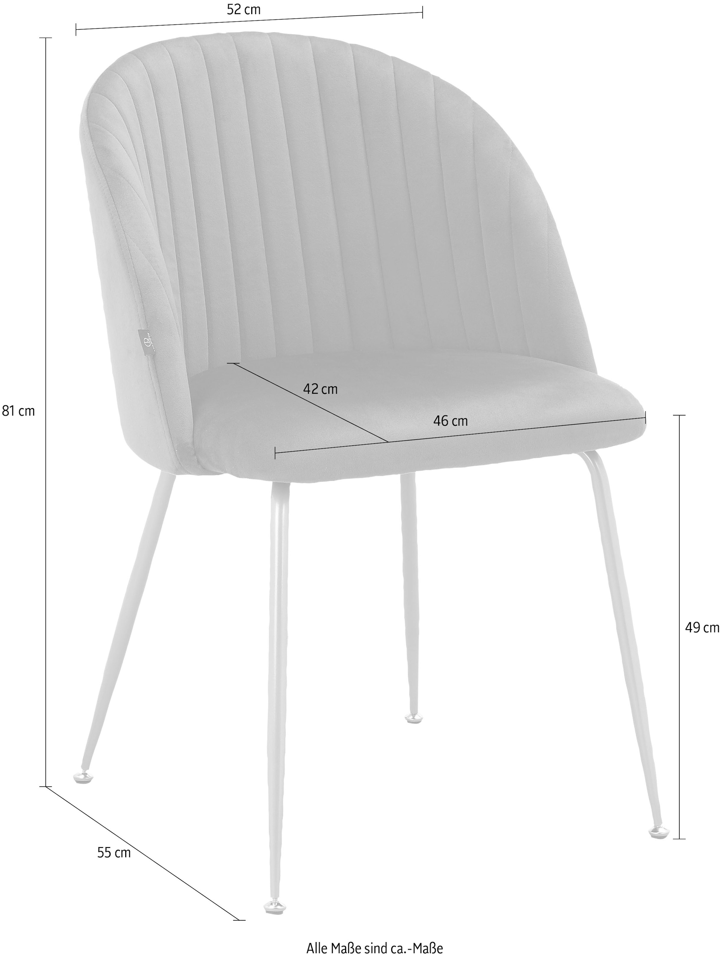 Leonique Esszimmerstuhl »Alain«, 2 2er Sitzhöhe Sitz erhältlich, und Veloursstoff, online mit gepolstert, Set 49 cm bestellen im Rücken St