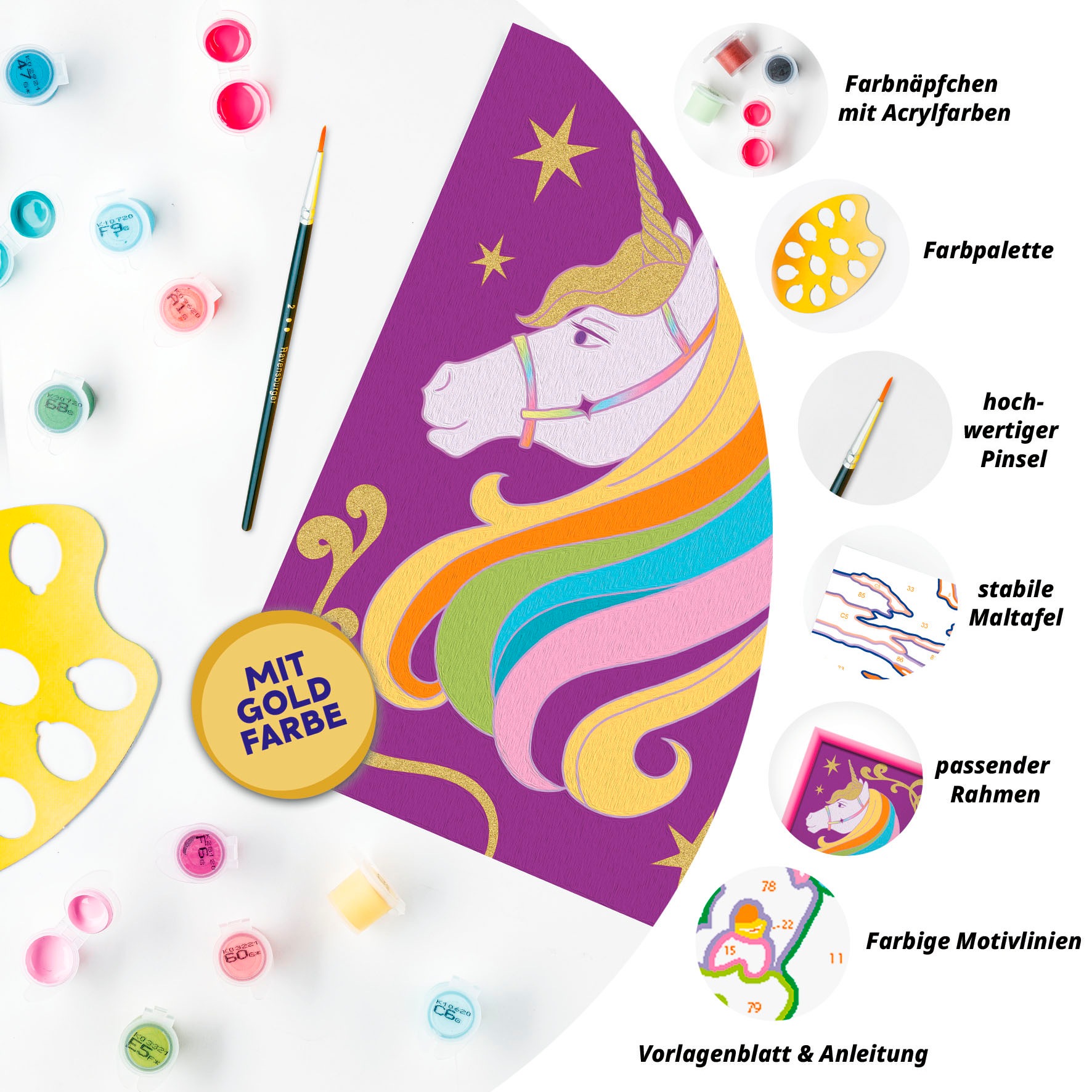 Ravensburger Malen nach Zahlen »CreArt, Malen nach Zahlen, Kinder, Unicorn Academy - Wildstar«, Made in Europe