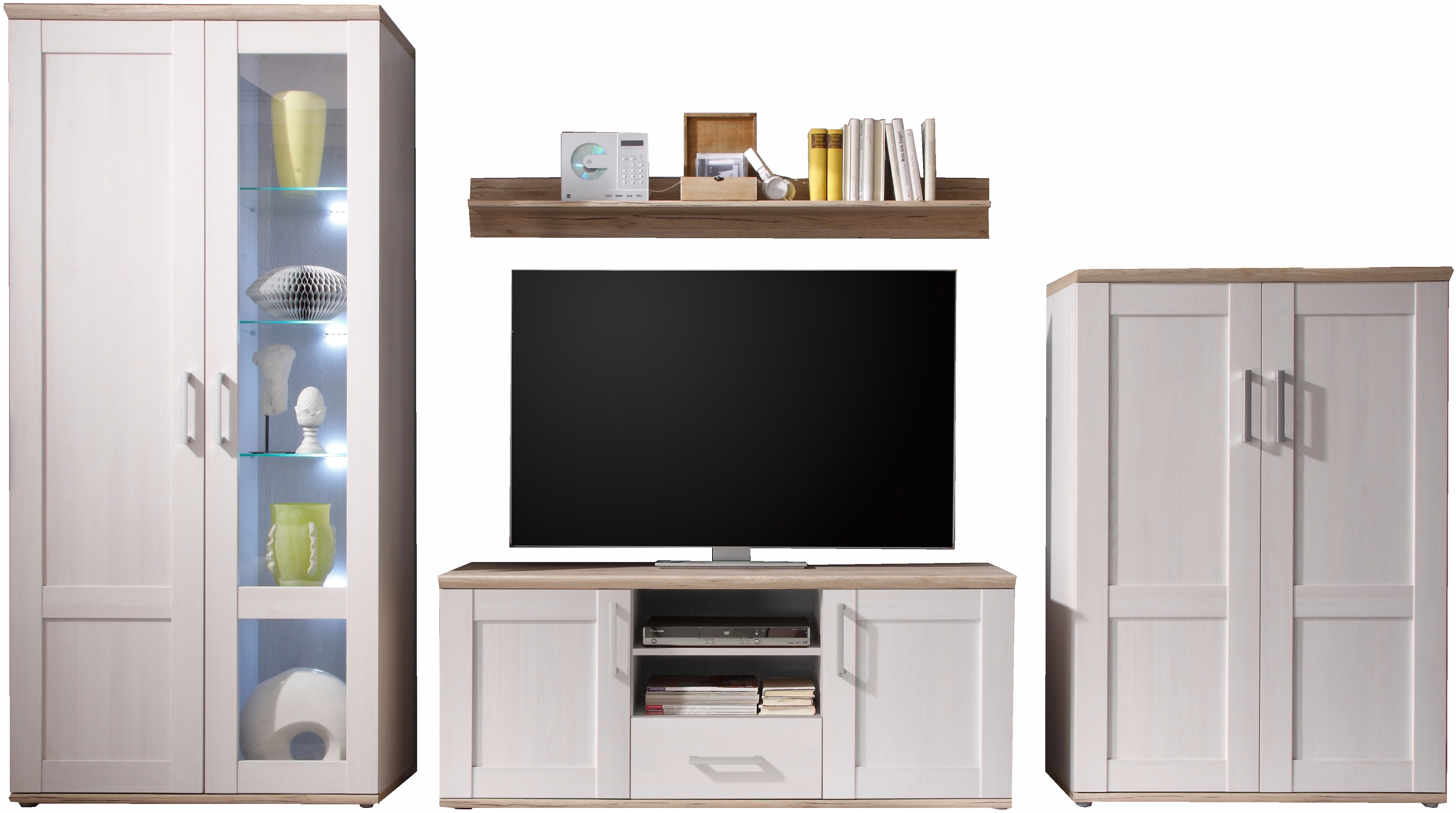 HBZ Wohnwand »Romance Landhaustil inkl. LED-Beleuchtung,BxHxT 329x200x50 cm günstig online kaufen