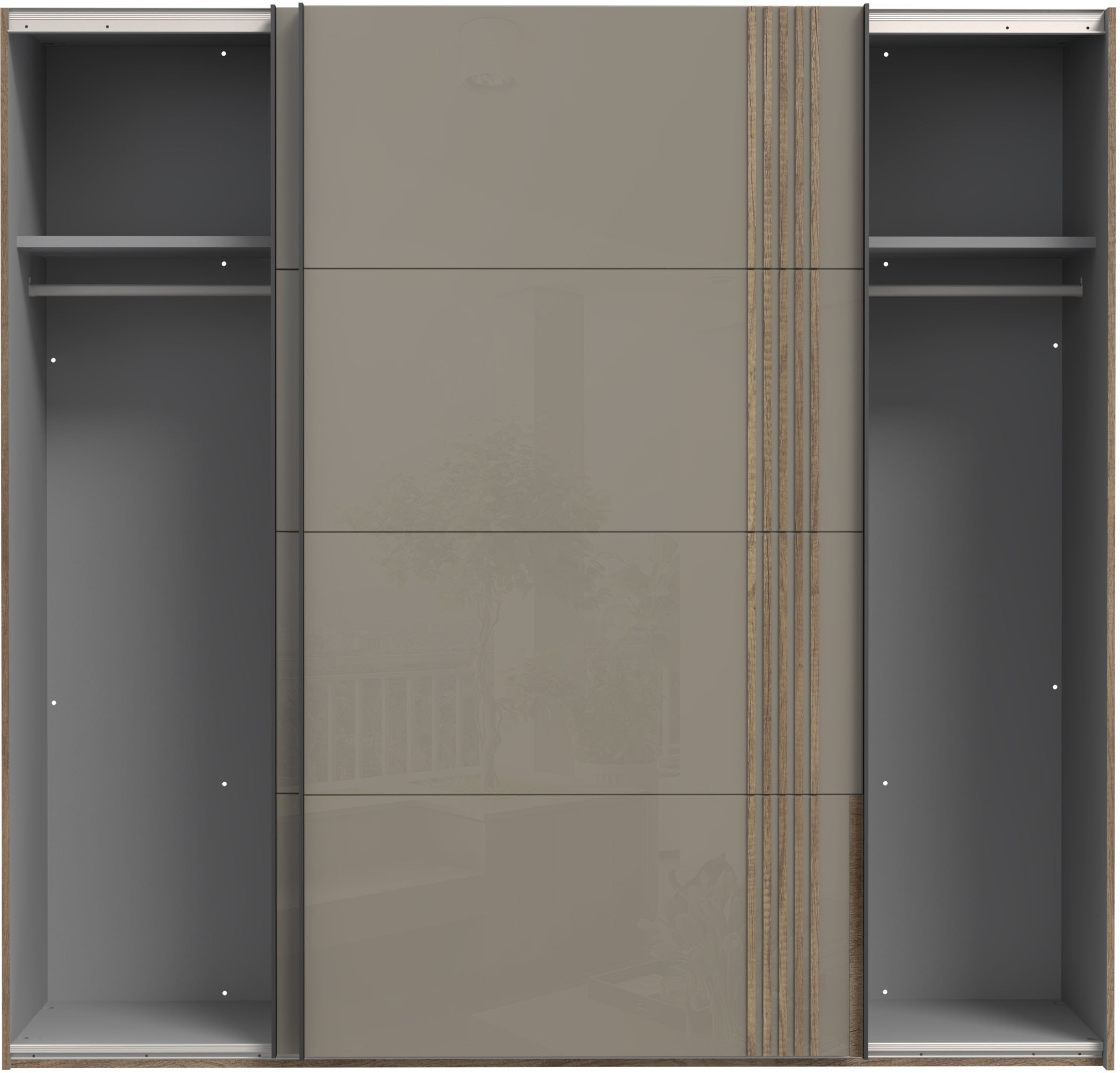 FORTE Schwebetürenschrank, Hochglanzfront, Metallgriffleisten