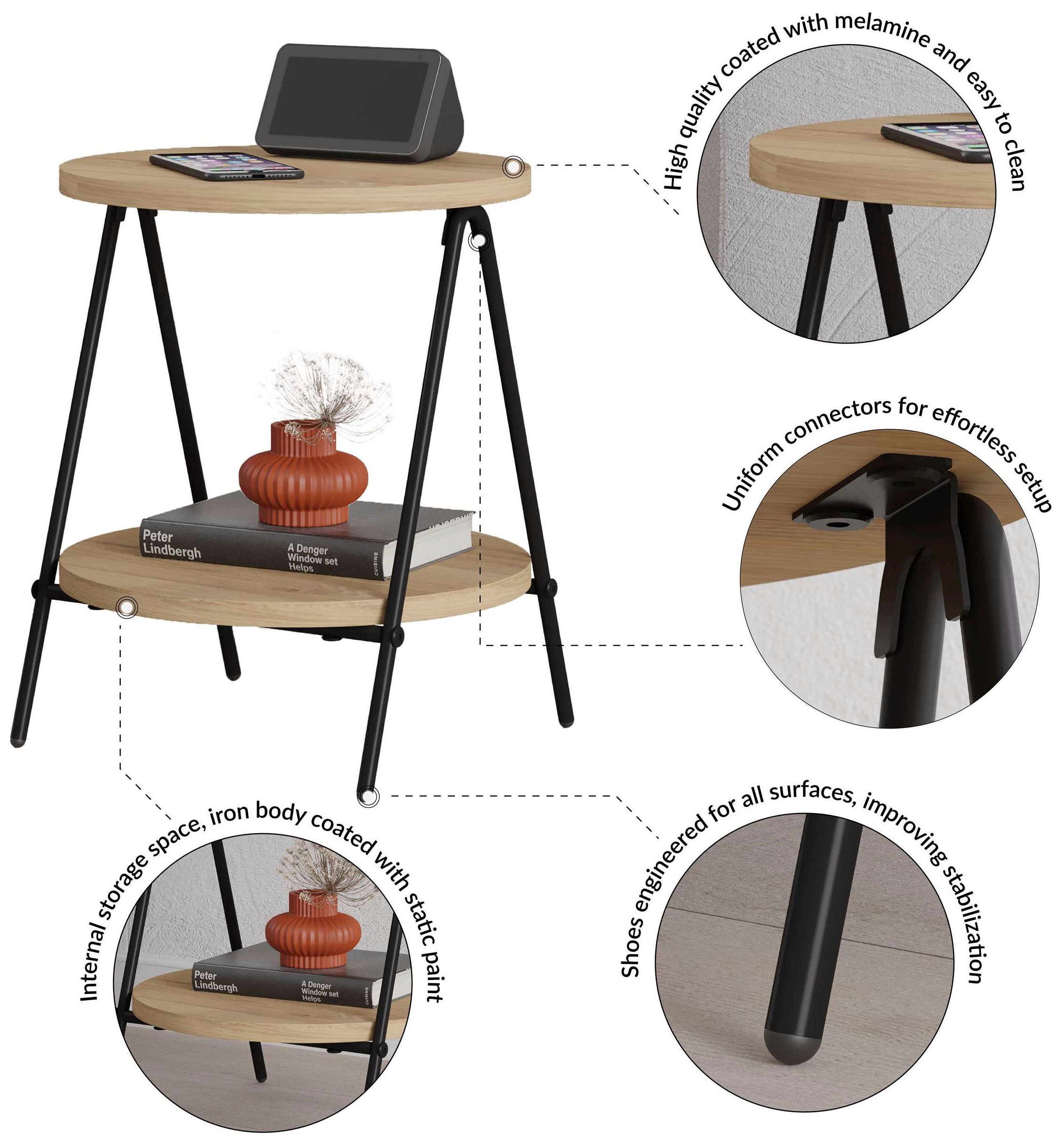 Decortie Beistelltisch »ESSEL BEISTELLTISCH«, (Packung, 1 St.), Leichte Montage, Lagerung, Platzsparend