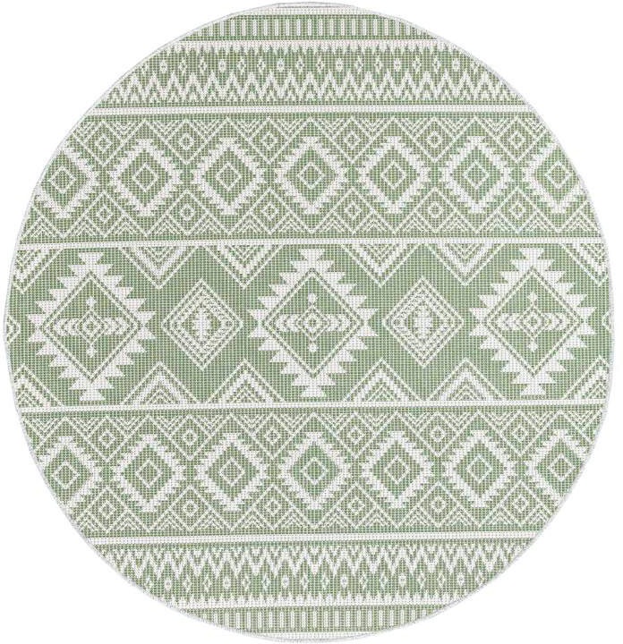 Carpet City Outdoorteppich »PALM3522« rund 5 mm Höhe Wetterfest & UV-beständig, für Balkon, Terrasse, Küche, flach gewebt