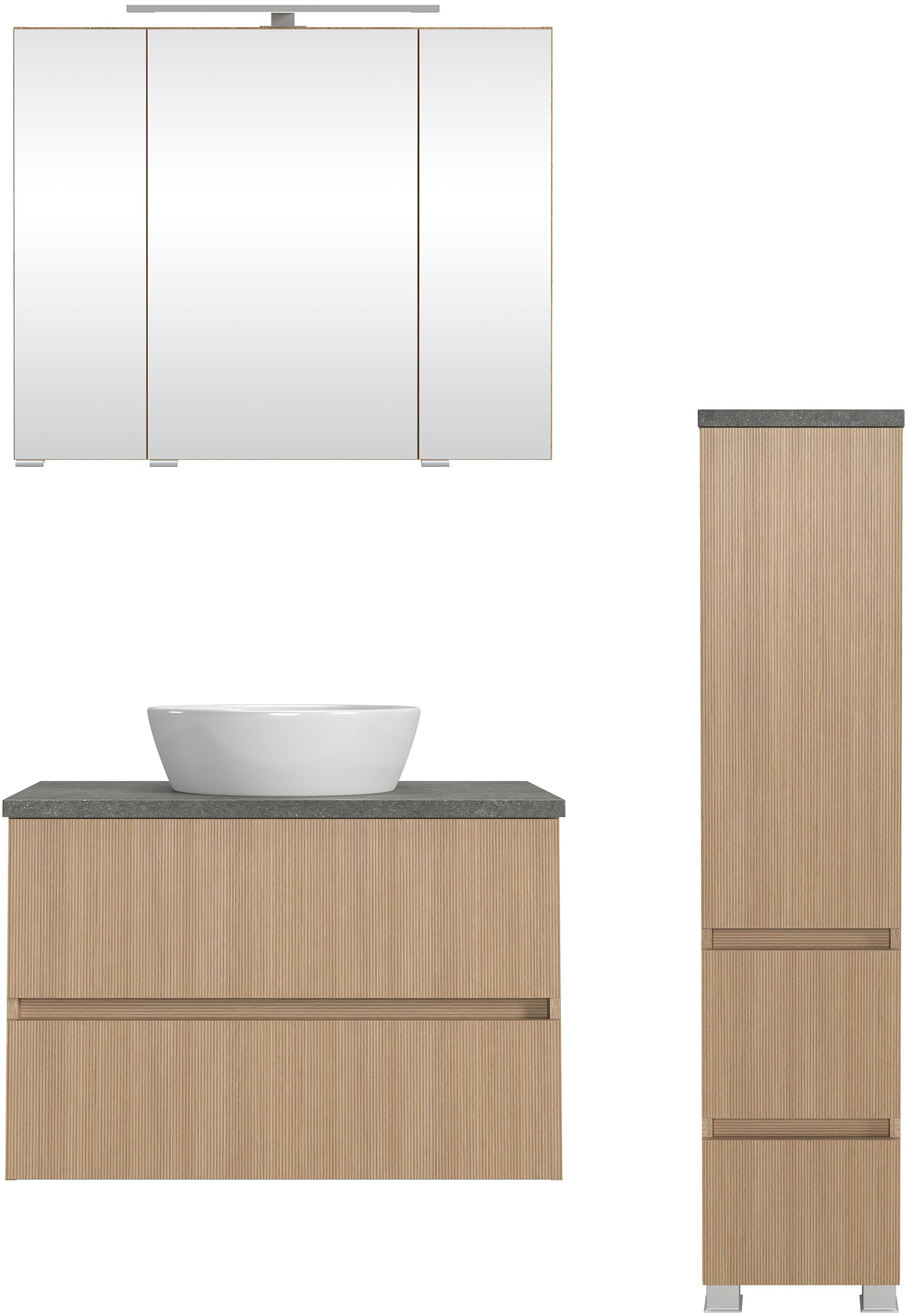 welltime Badmöbel-Set »EIXO, Set aus Spiegelschrank, Waschtisch und Midisch günstig online kaufen