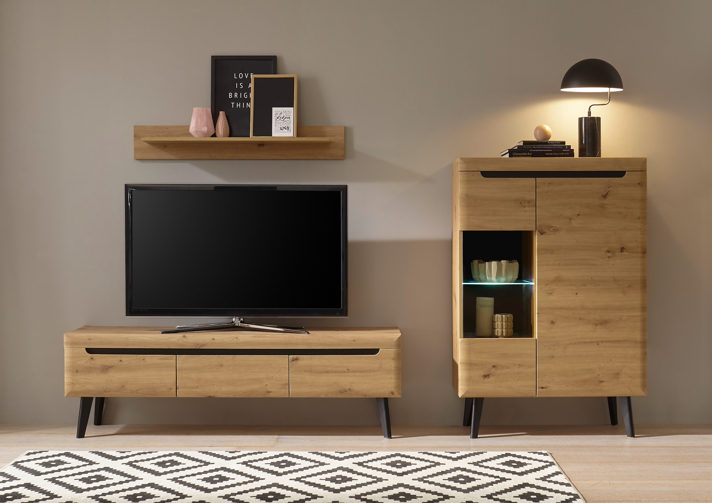 INOSIGN Lowboard »Torge, TV-Unterschrank, TV-Kommode, Fernsehschrank, TV-Board«, (1 St.), abgeschrägte Füße, drei Farben, Scandi Design, 160 cm breit