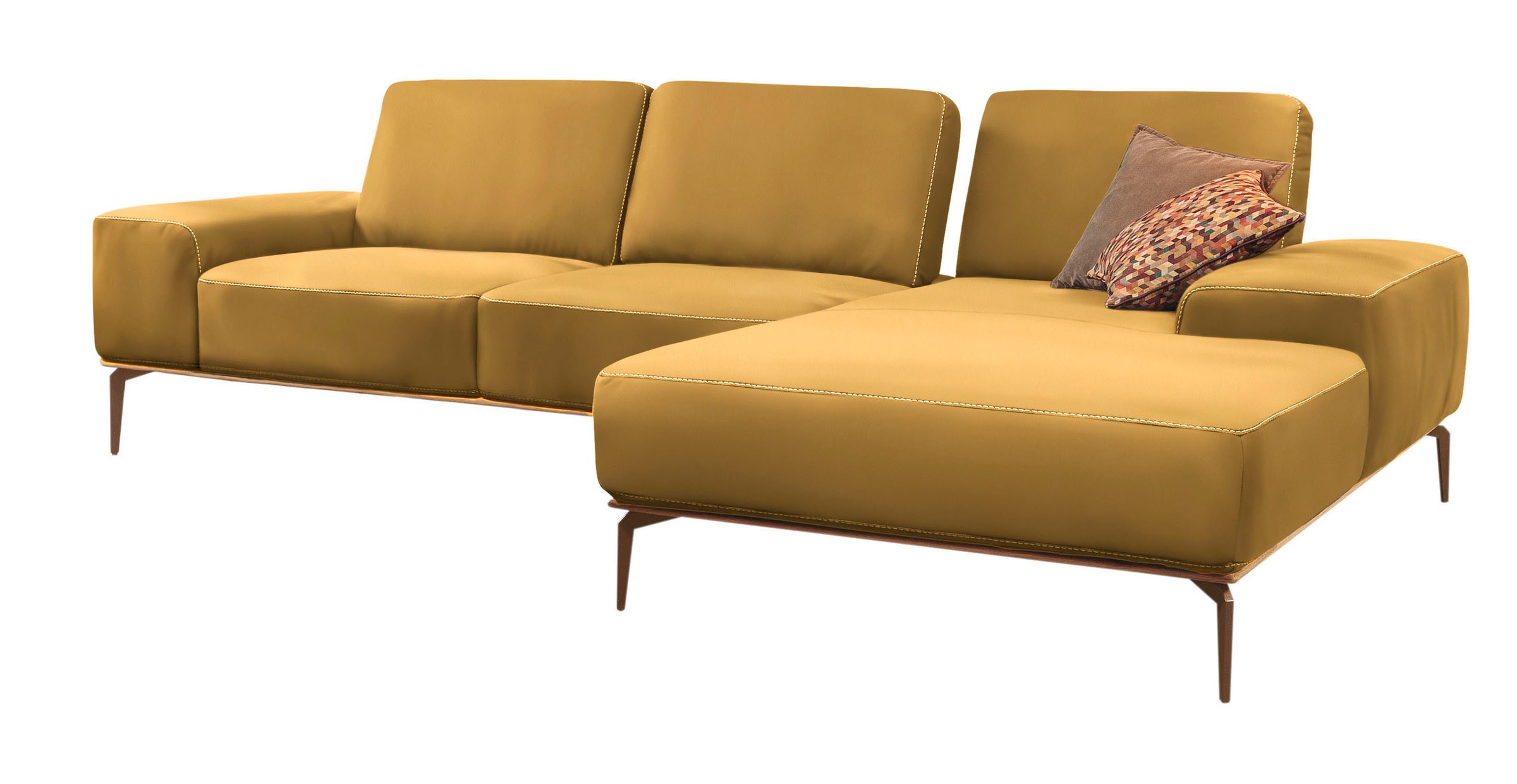 W.SCHILLIG Ecksofa »run, Designsofa mit tollem Sitzkomfort, bequem, L-Form«, mit Holzsockel, Füße in Bronze pulverbeschichtet, Breite 319 cm