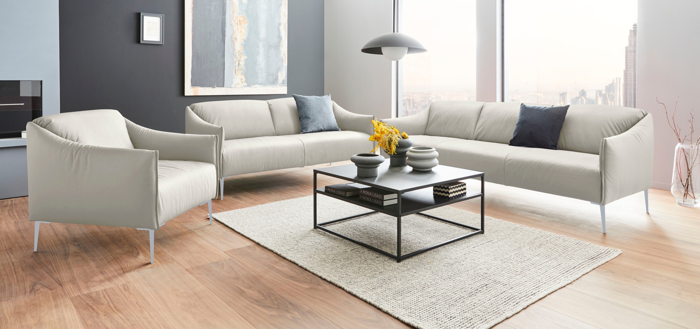 W.SCHILLIG 2,5-Sitzer »sally«, mit Metallfüßen in Silber matt, Breite 194 cm