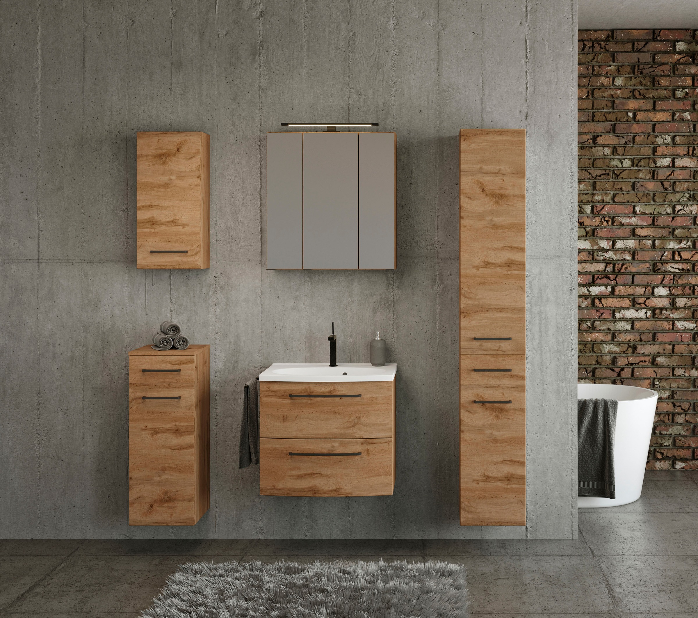welltime Seitenschrank »Chicago«, Badmöbel, Schrank, Breite 30 cm, mit Softclose