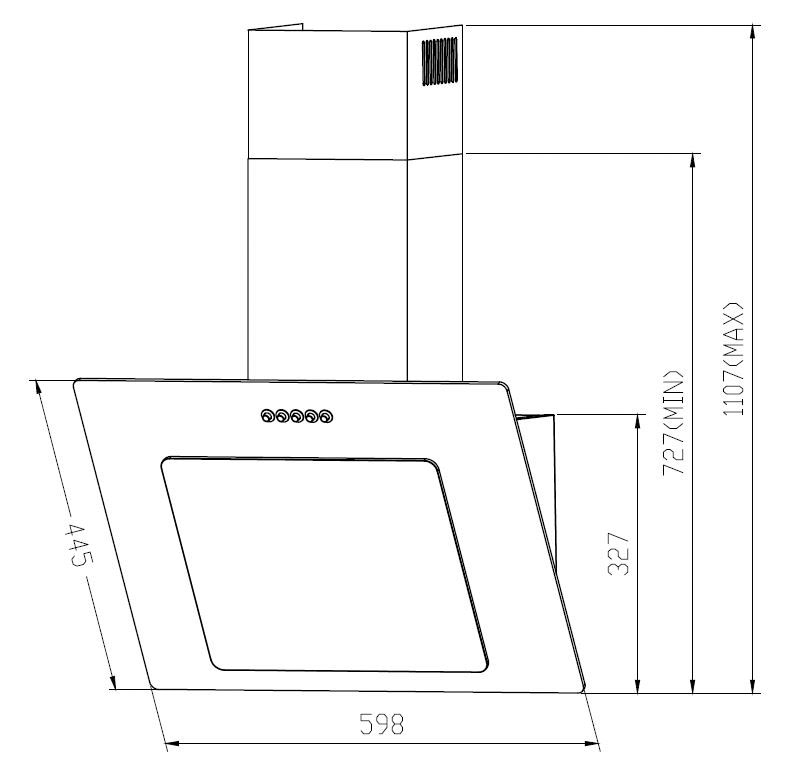 RESPEKTA Kopffreihaube »CH 21060«, 60 cm, 3 Leistungsstufen, LED-Beleuchtung, Ab- und Umluftfähig