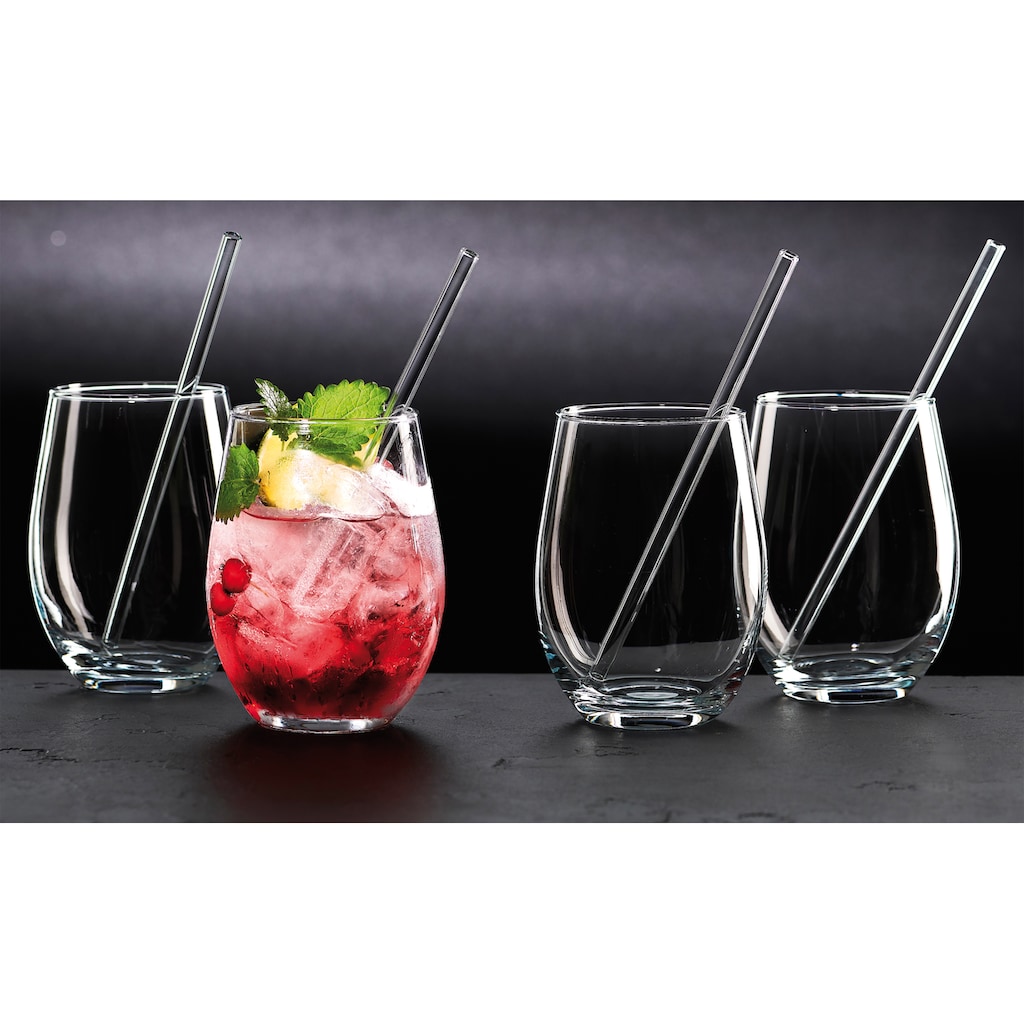 Ritzenhoff & Breker Longdrinkglas »Gin«, (Set, 8 tlg., 4 Longdrinkgläser mit Glas-Trinkhalm, je 590 ml), 8-teilig, inkl. Glas-Trinkhalme, 590 ml