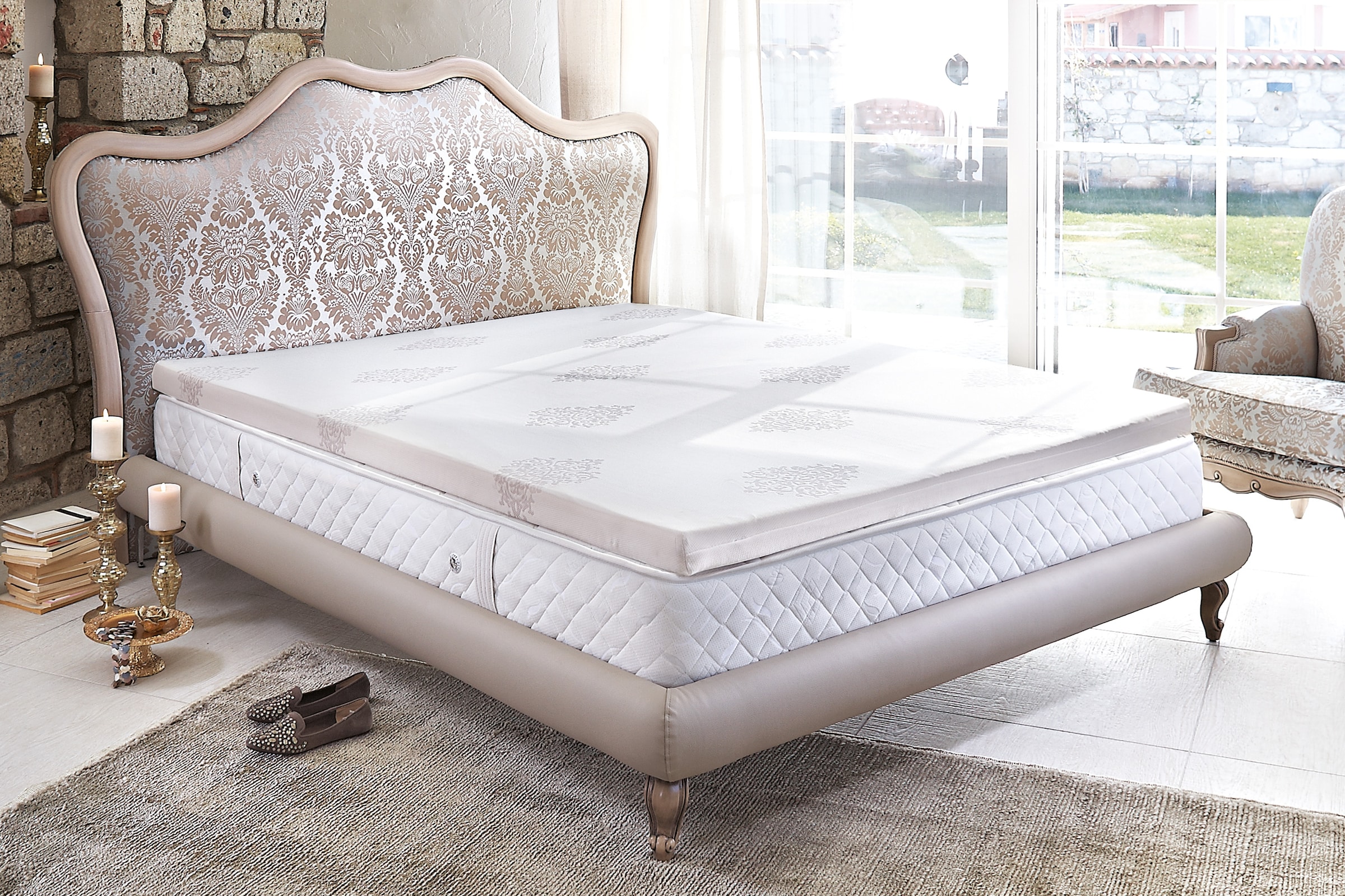 Yatas Bedding Topper »Topper Visco, Topper 90x200, 200x200 cm & weitere Größen«, (1 St.), Boxspringbett, Allergiker geeignet (Hausstauballergiker)