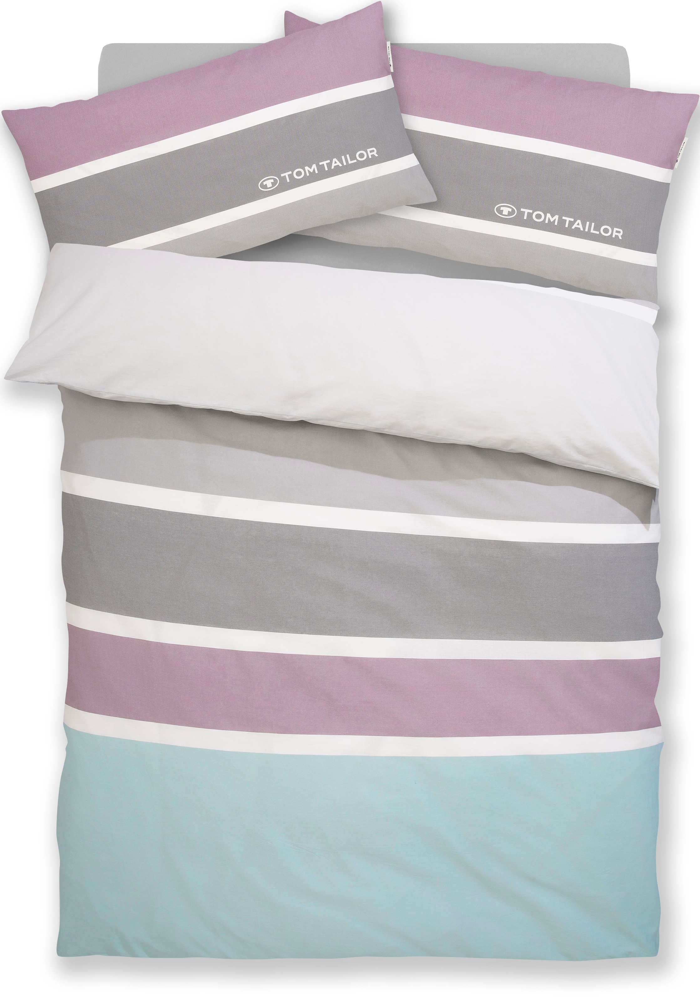 TOM TAILOR HOME Bettwäsche »Felix in Gr. 135x200 oder 155x220 cm«, mit GRATIS-Zugabe: Gästehandtuch (100% Baumwolle), mit Reißverschluss
