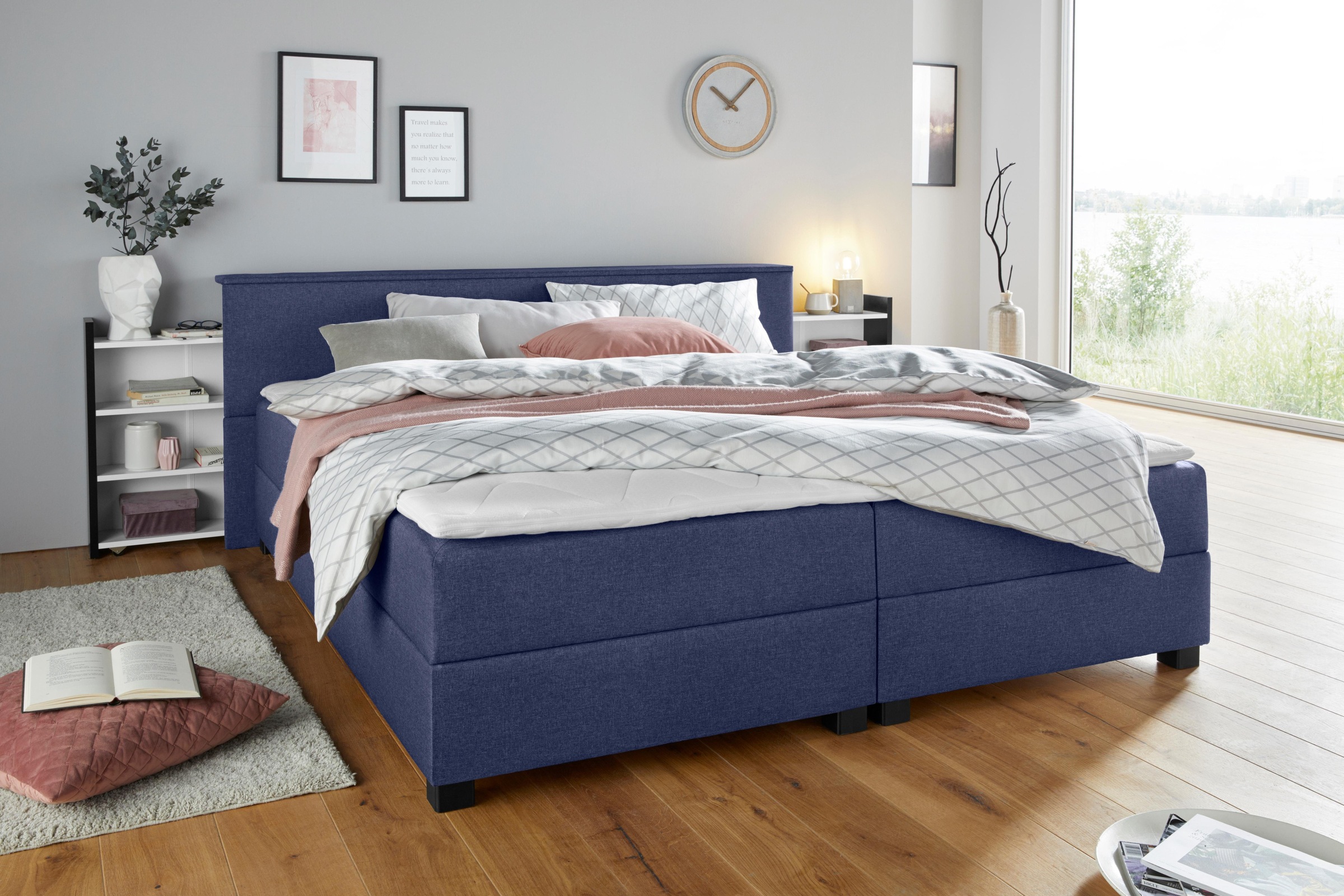 Bild von Breckle Northeim Boxspringbett, mit ausziehbarem Regal, Topper und Bettkasten