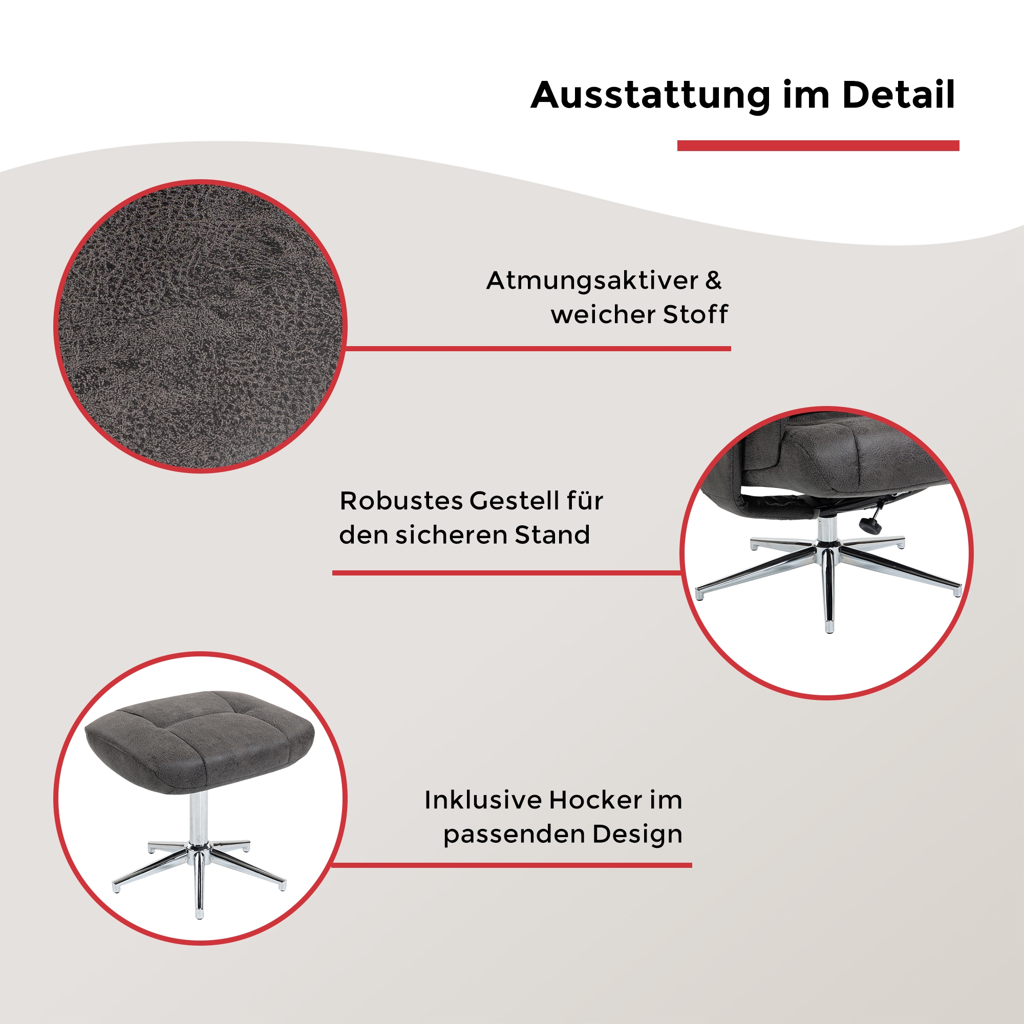 Duo Collection TV-Sessel »Burnaby« mit Hocker und Relaxfunktion, 360 Grad drehbar