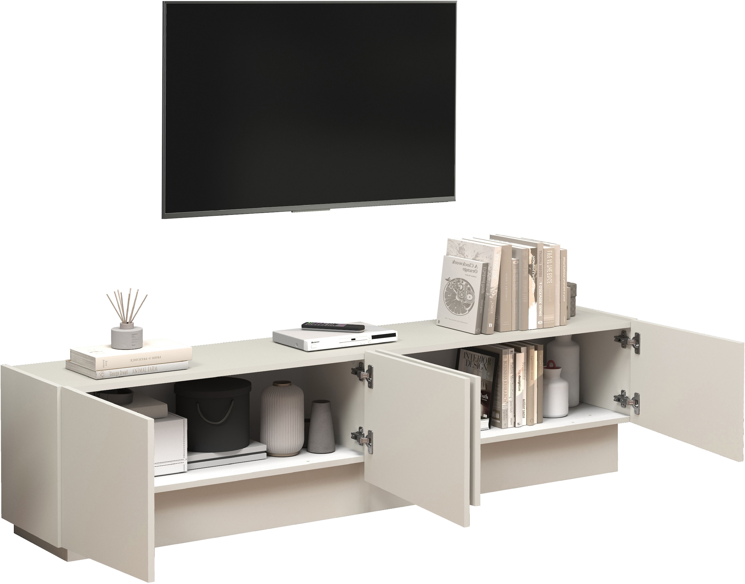 INOSIGN Lowboard »VELA, Lowboard, Breite 180 cm, Design mit schrägen Türen«, (1 St.), Made in Italy, Maße-B/T/H: 180x35x45, Lowboard, TV-Board, TV-Kommode