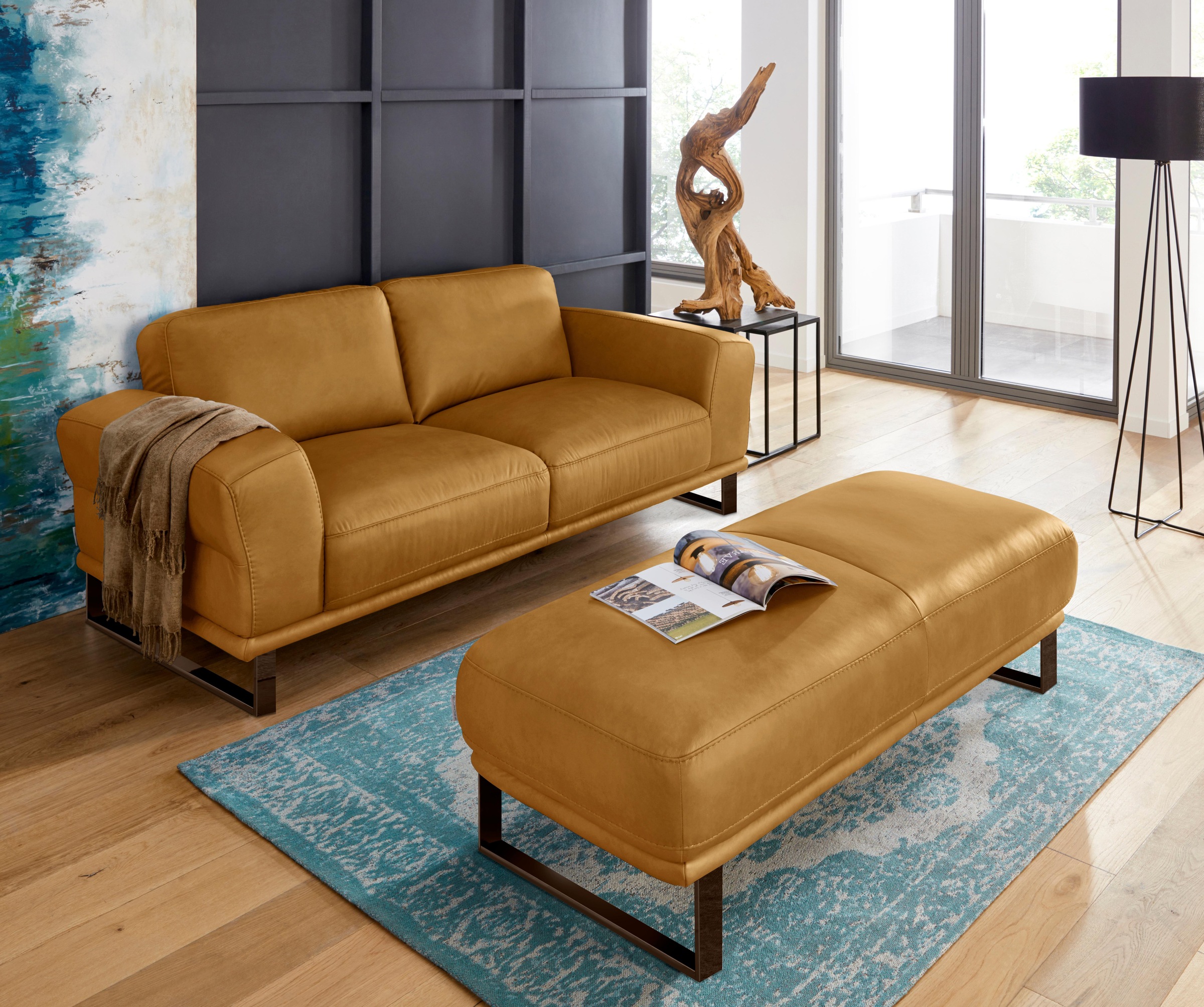 W.SCHILLIG Hocker »montanaa«, mit Metallkufen in Bronze pulverbeschichtet, Breite 141 cm