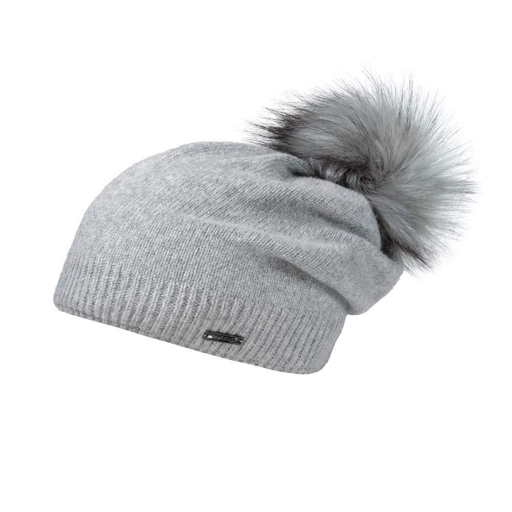 CAPO Strickmütze Wintermütze, Kaschmir-Wolle-Mischung, Futter, Fake-Fur, Struktur