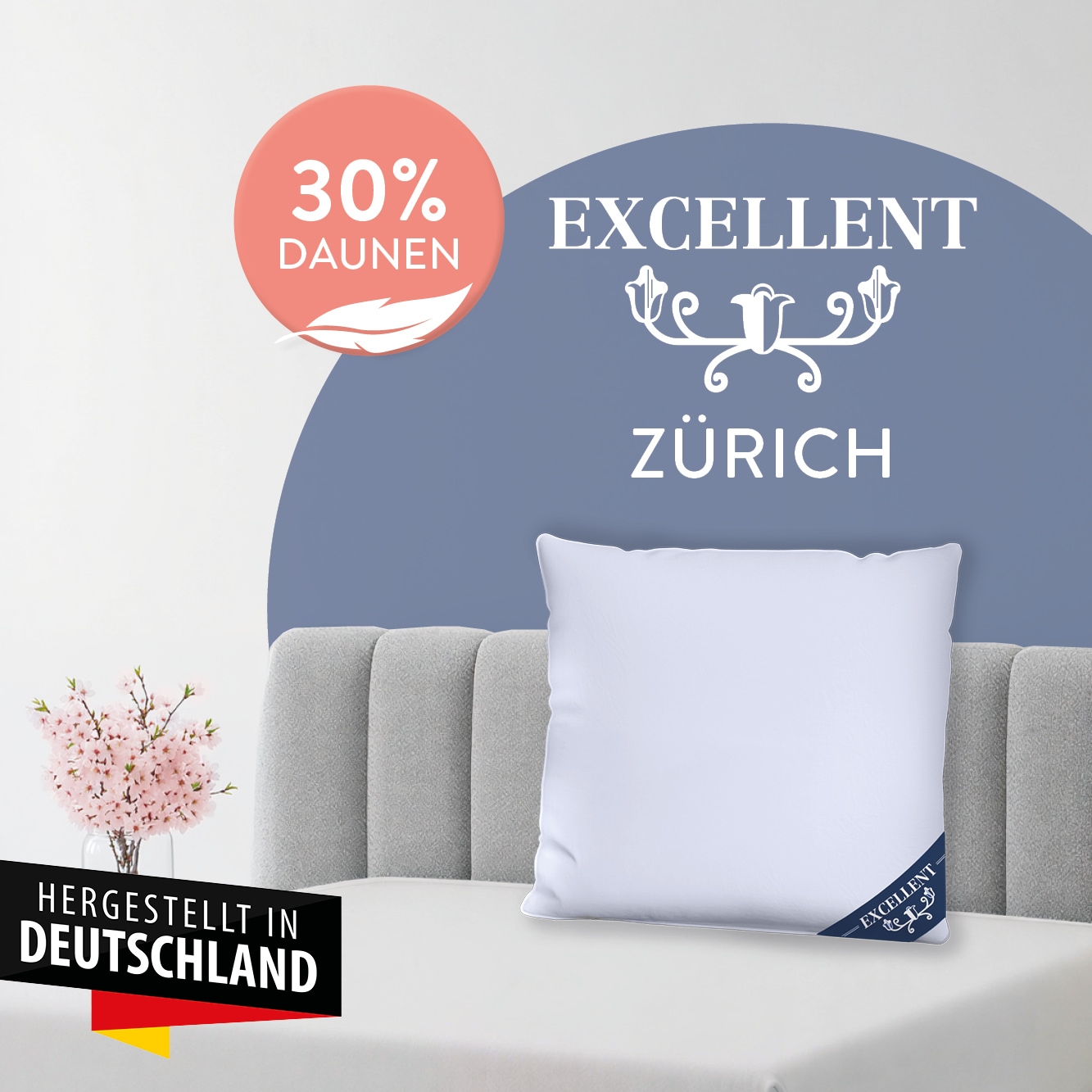 Excellent Federkopfkissen »Zürich, Kopfkissen in 40x80 und 80x80« Füllung: 70Federn30Daunen 1 Stk. tlg. allergikerfreundliches Kissen mit Daunenanteil,