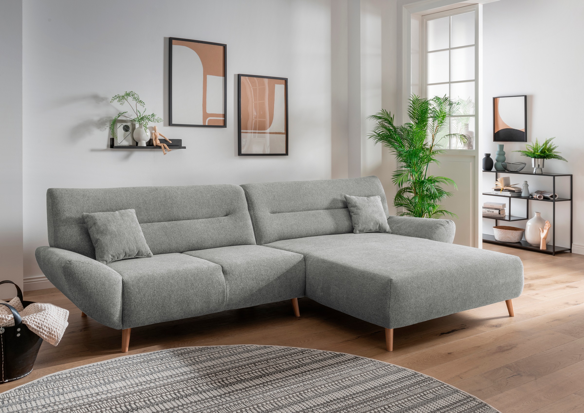 Home affaire Ecksofa »Drago, elegant und zeitlos, komfortabel, Holzfuß, L-F günstig online kaufen