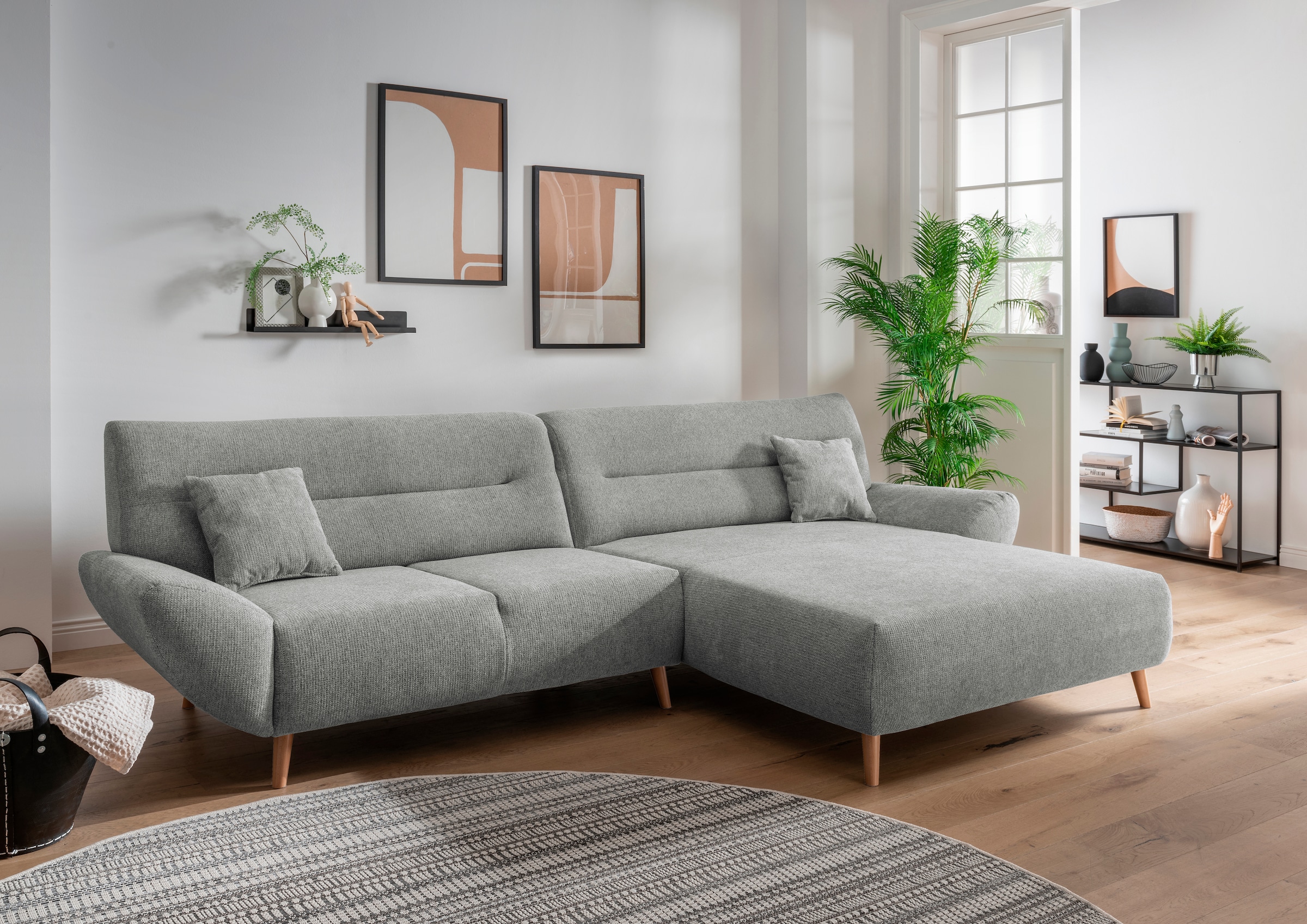 INOSIGN Ecksofa »Drago, elegant und zeitlos, komfortabel, Holzfuß, L-Form«, günstig online kaufen