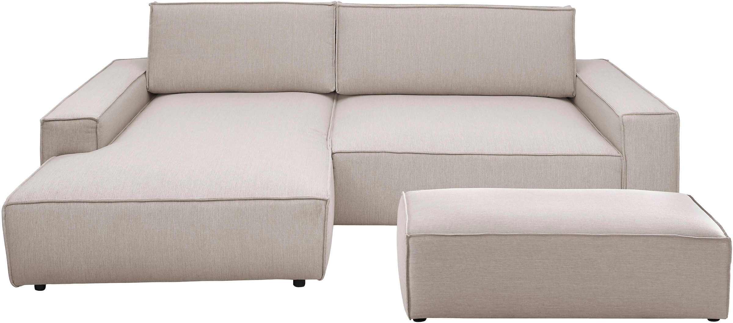 Home affaire Polsterecke »NEU: SHERWOOD XXL tief, L-Form mit Schlaffunktion, Big-Sofa mit Hocker«, (Set, 2 St.), stellbar zum Schlafsofa (Krokodilverbinder), Cord, Leinenoptik