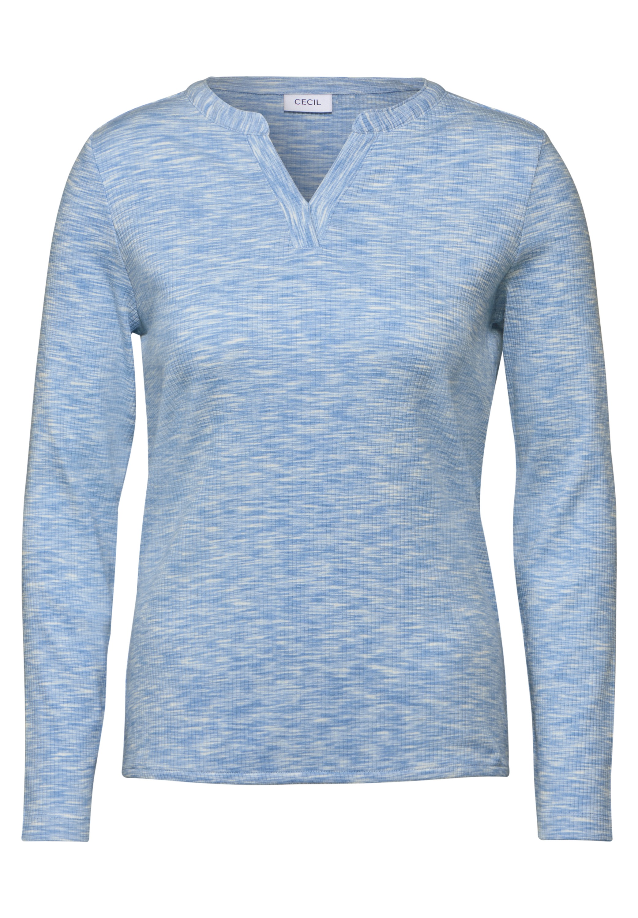 Cecil Langarmshirt, mit Rippstruktur, meliert