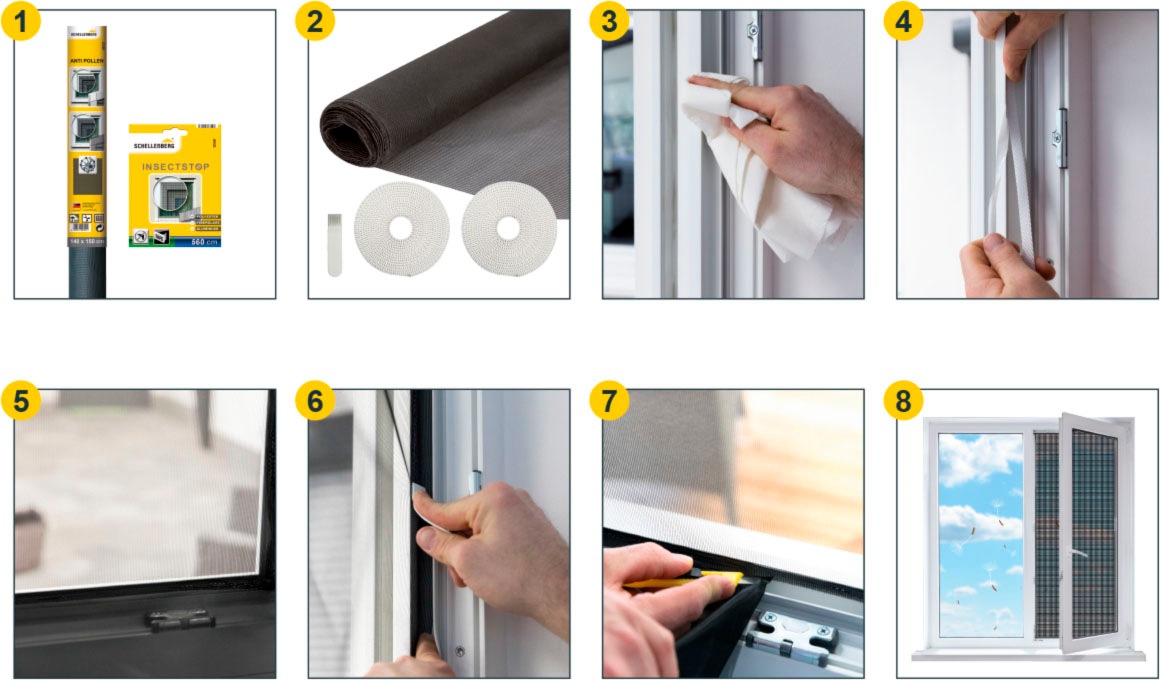 SCHELLENBERG Klett-Klebeband »für Fliegengitter Fenster aus Polyester-, Fibergas- u. Aluminiumgewebe« Befestigungsband 5,6 m Länge, individuell zuschneidbar