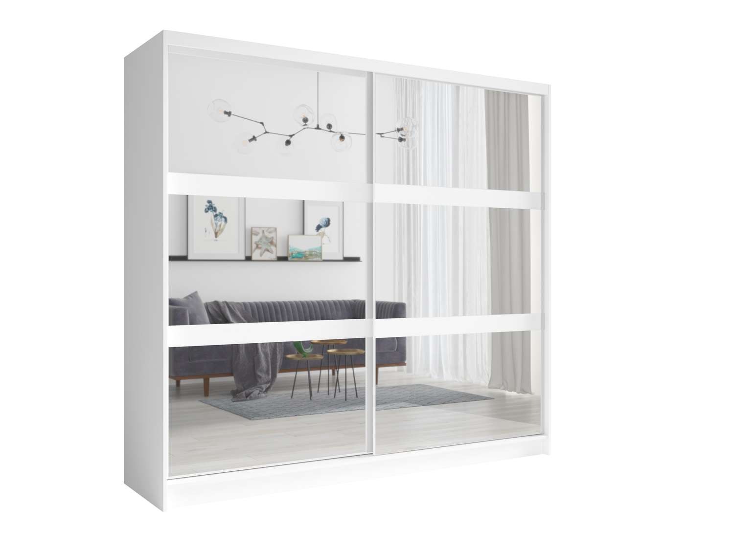Home affaire Kleiderschrank »Greti Garderobe mit 2 Schiebetüren, Spiegel, Maße B/T/H: 180/59/209 cm«, 2-türiger Kleiderschrank mit Spiegeln, Einlegeböden und Kleiderstangen