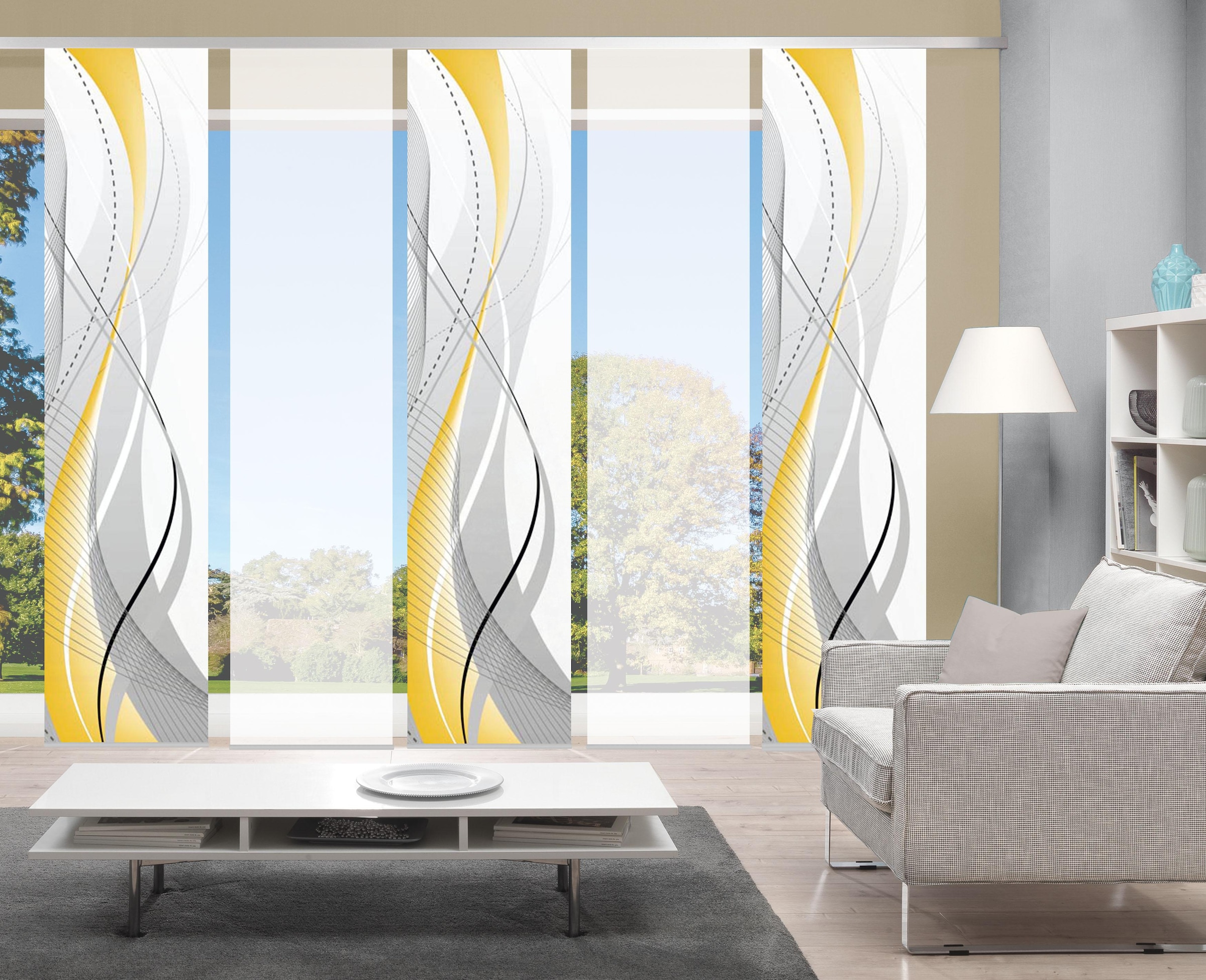 HOME WOHNIDEEN Schiebegardine »CARLISLE 5ER SET« Paneelwagen 5 Stk. tlg. Hx günstig online kaufen