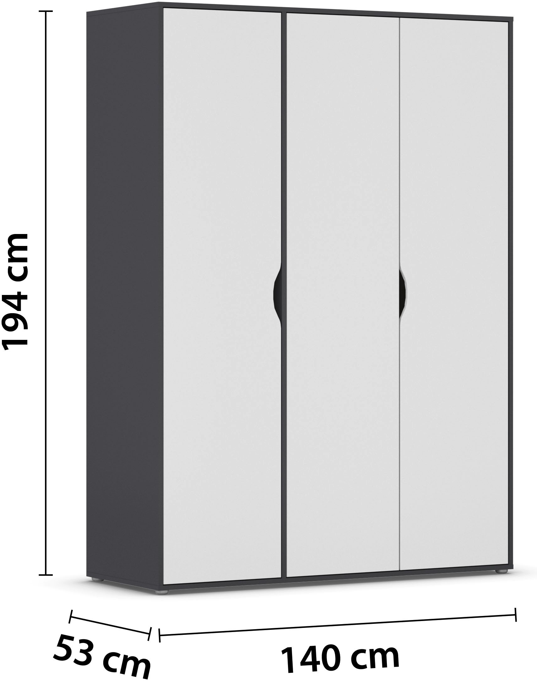rauch Drehtürenschrank »Kleiderschrank Schrank Garderobe Wäscheschrank NARAI viel Stauraum«, (in 3 verschiedenen Ausstattungen BASIC/CLASSIC/PREMIUM), Griffausfräsungen für eine grifflose Optik TOPSELLER MADE IN GERMANY