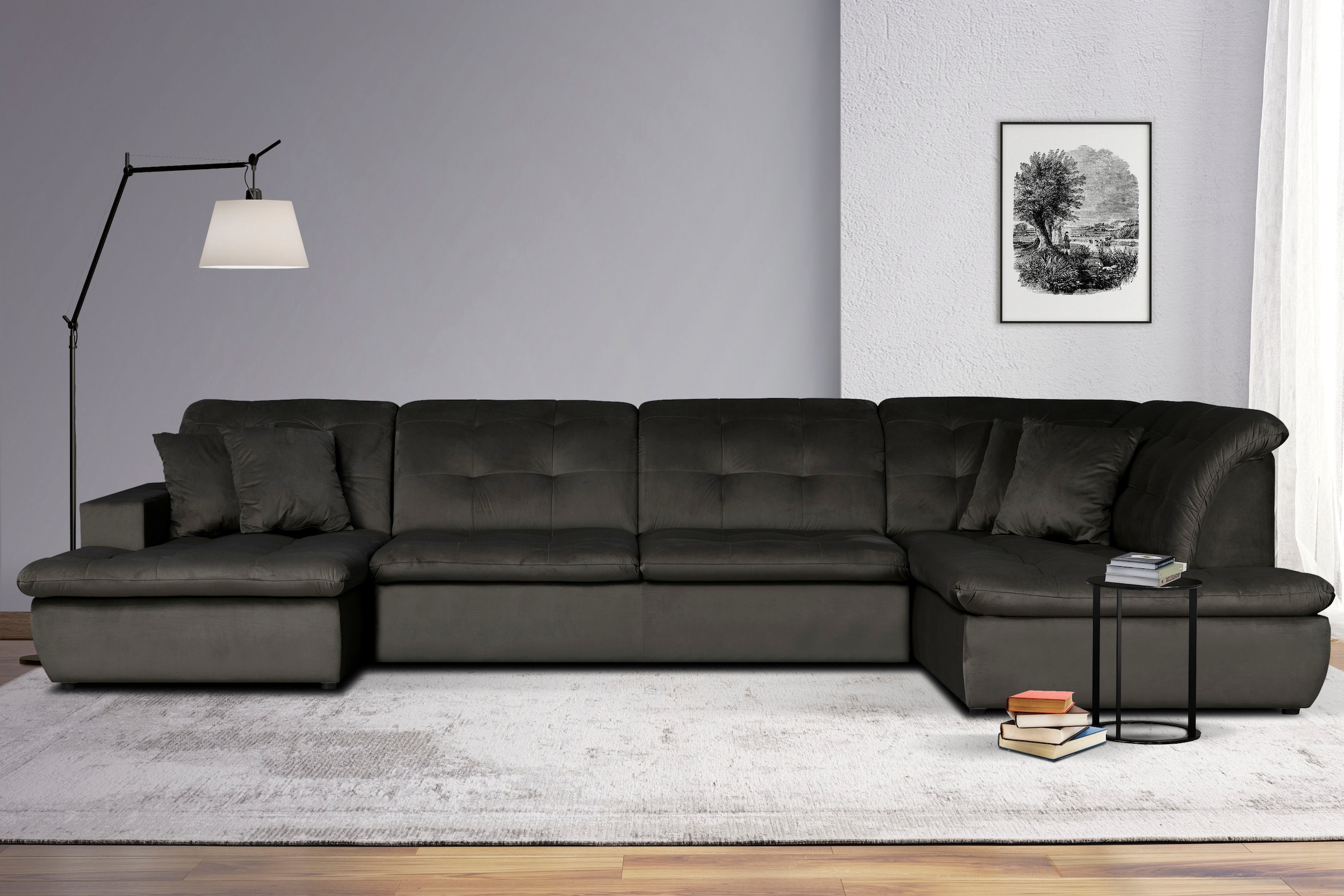 INOSIGN Wohnlandschaft »BRISBANE NEU U-Form«, mit feiner Steppung, Matten-Optik, incl. Zierkissen