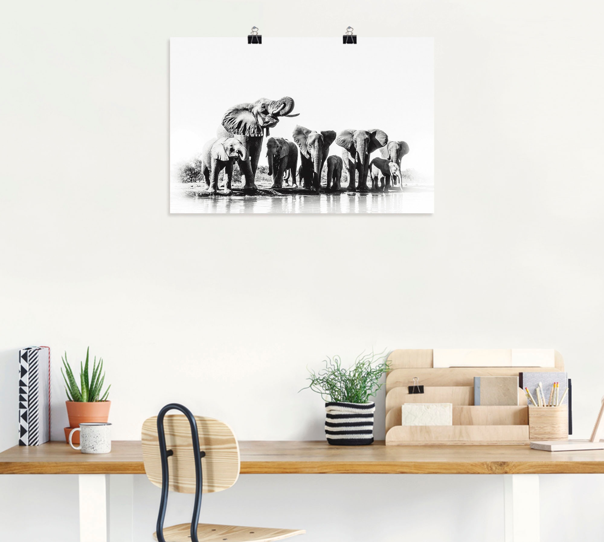 Artland Poster »Elefanten am Wasserloch« Elefanten Bilder 1 Stk. tlg. günstig online kaufen