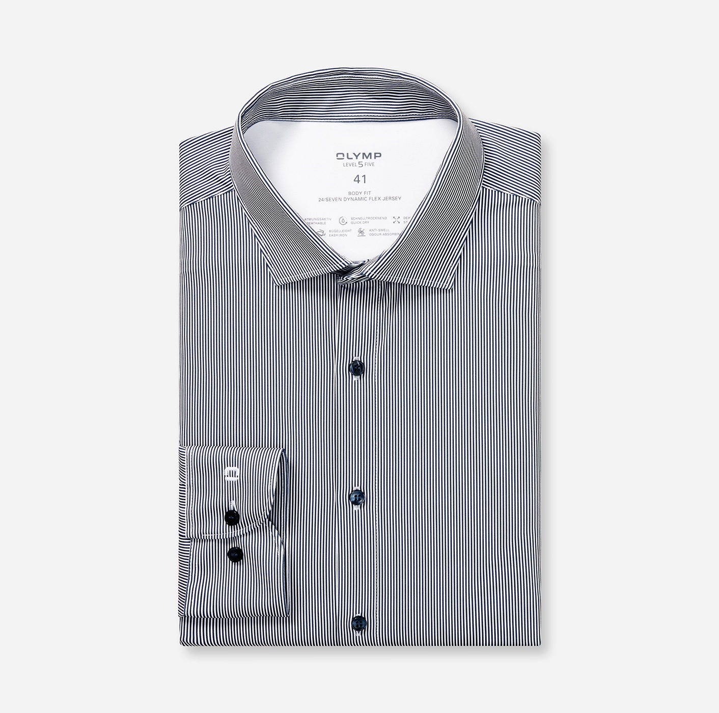 OLYMP Langarmhemd »Level Five 24/Seven« Businesshemd, body fit, Modern Kentkragen, bügelleicht
